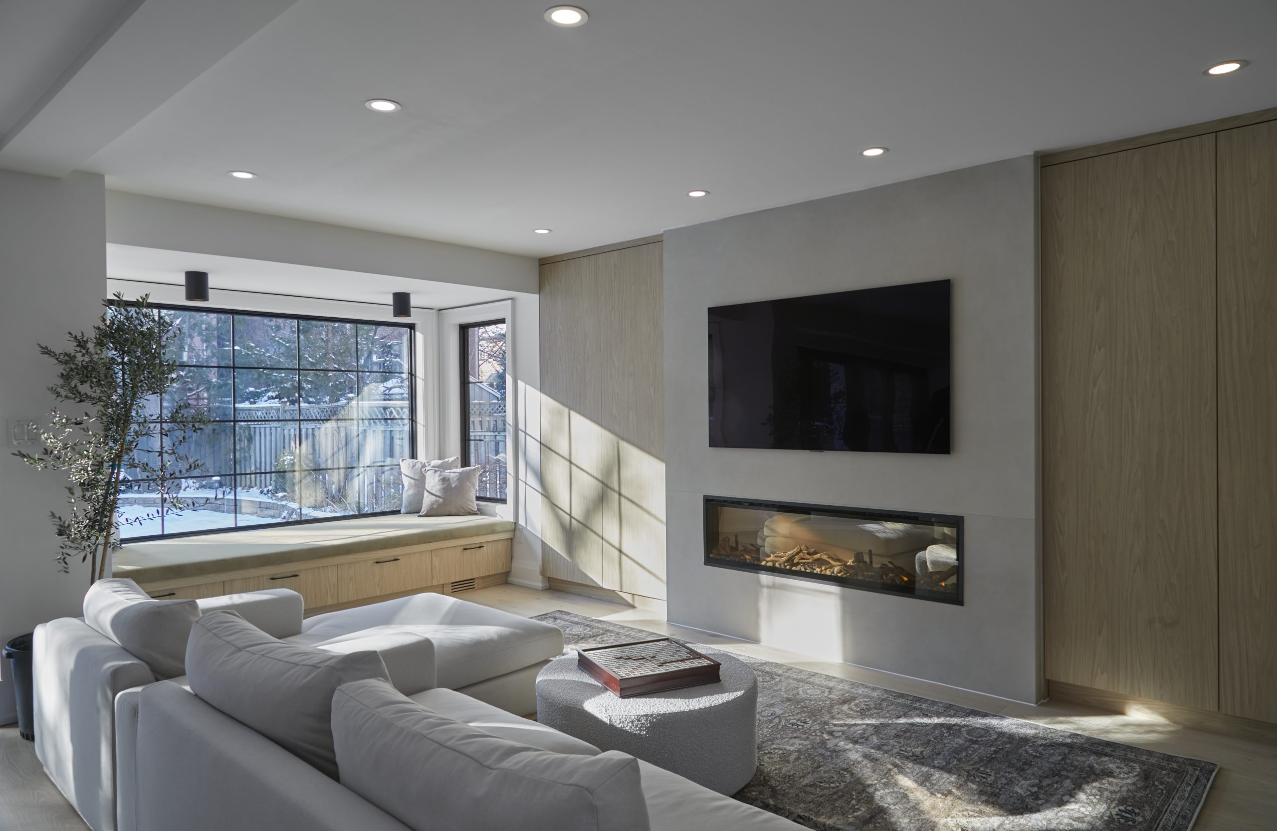 Living room with garden views