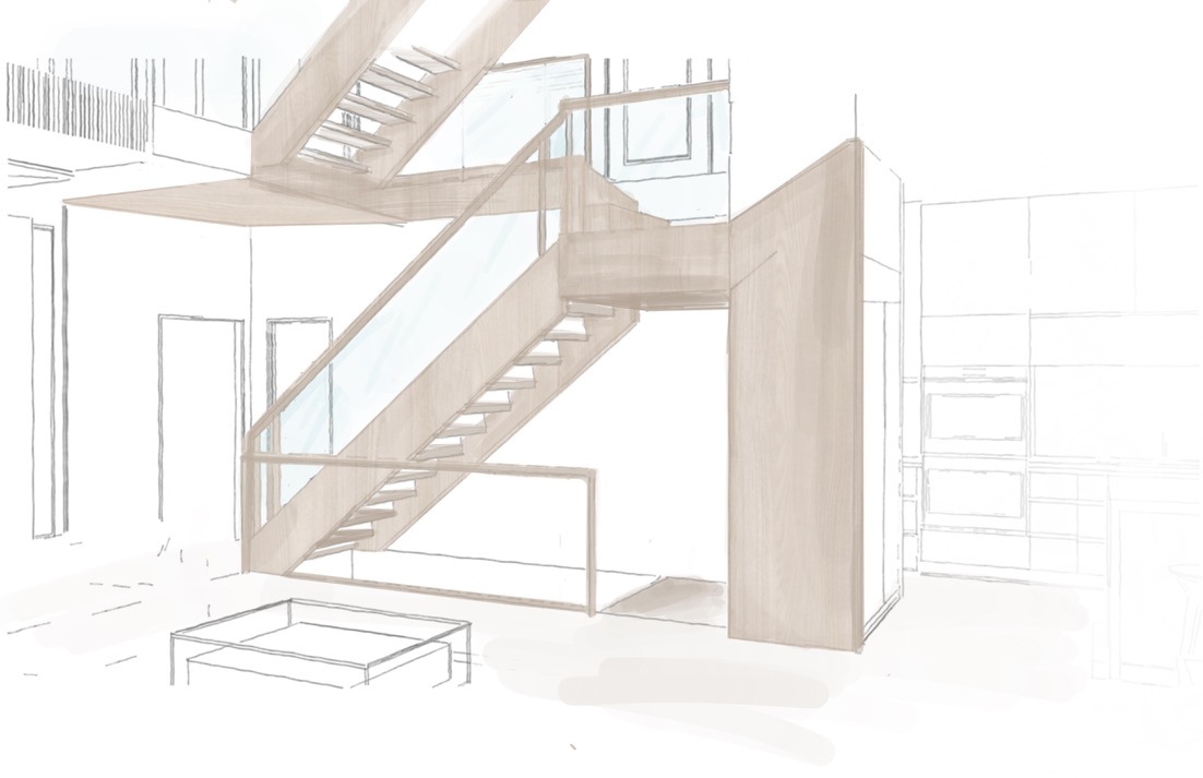 Swansea Hilltop Lookout floor plan and stair study