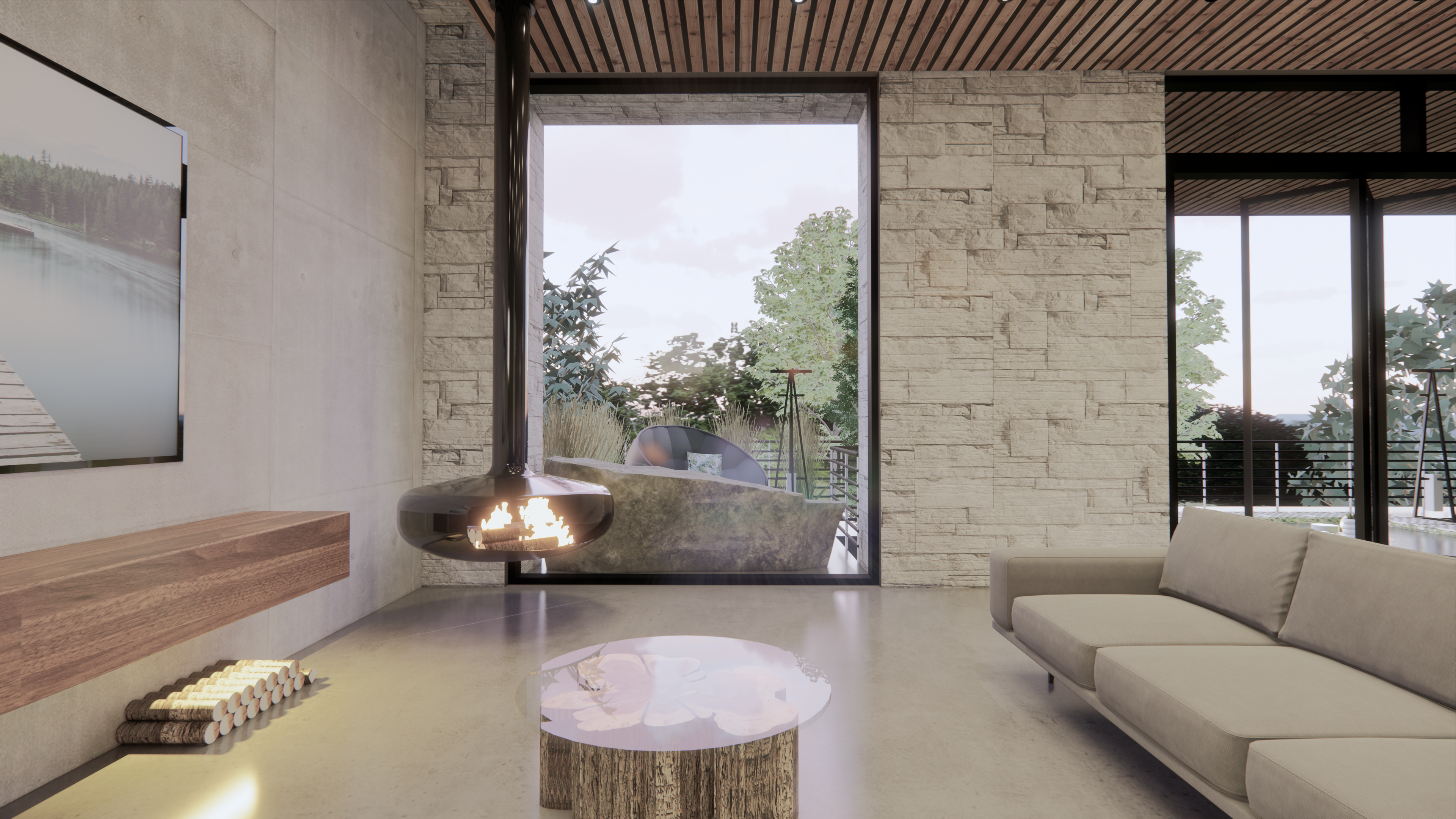 Modern kitchen and dining area