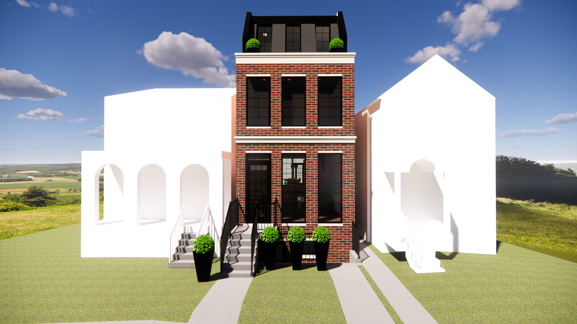 Daylight design study of the narrow brownstone facade