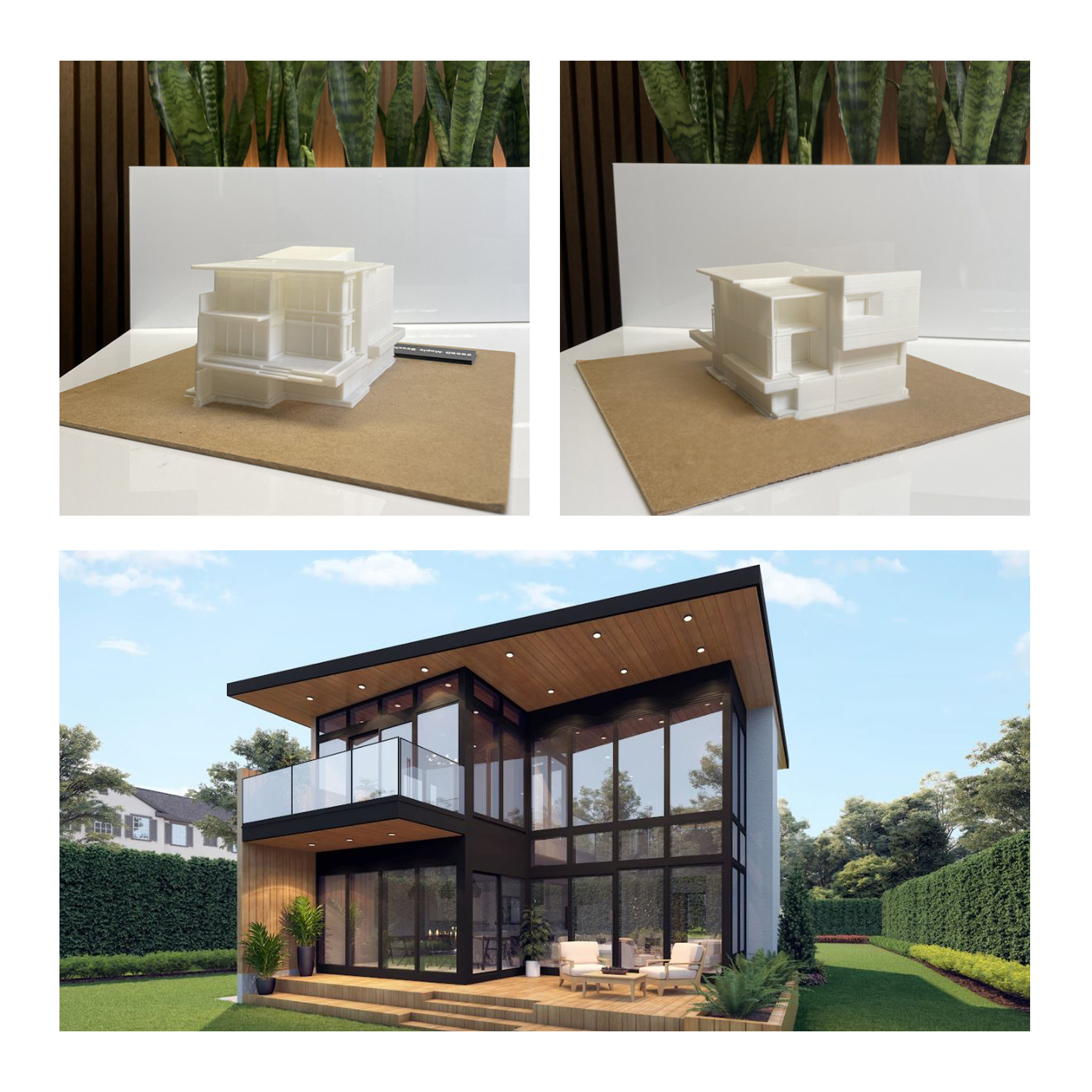 Modern Lakehouse architectural rendering, view 5