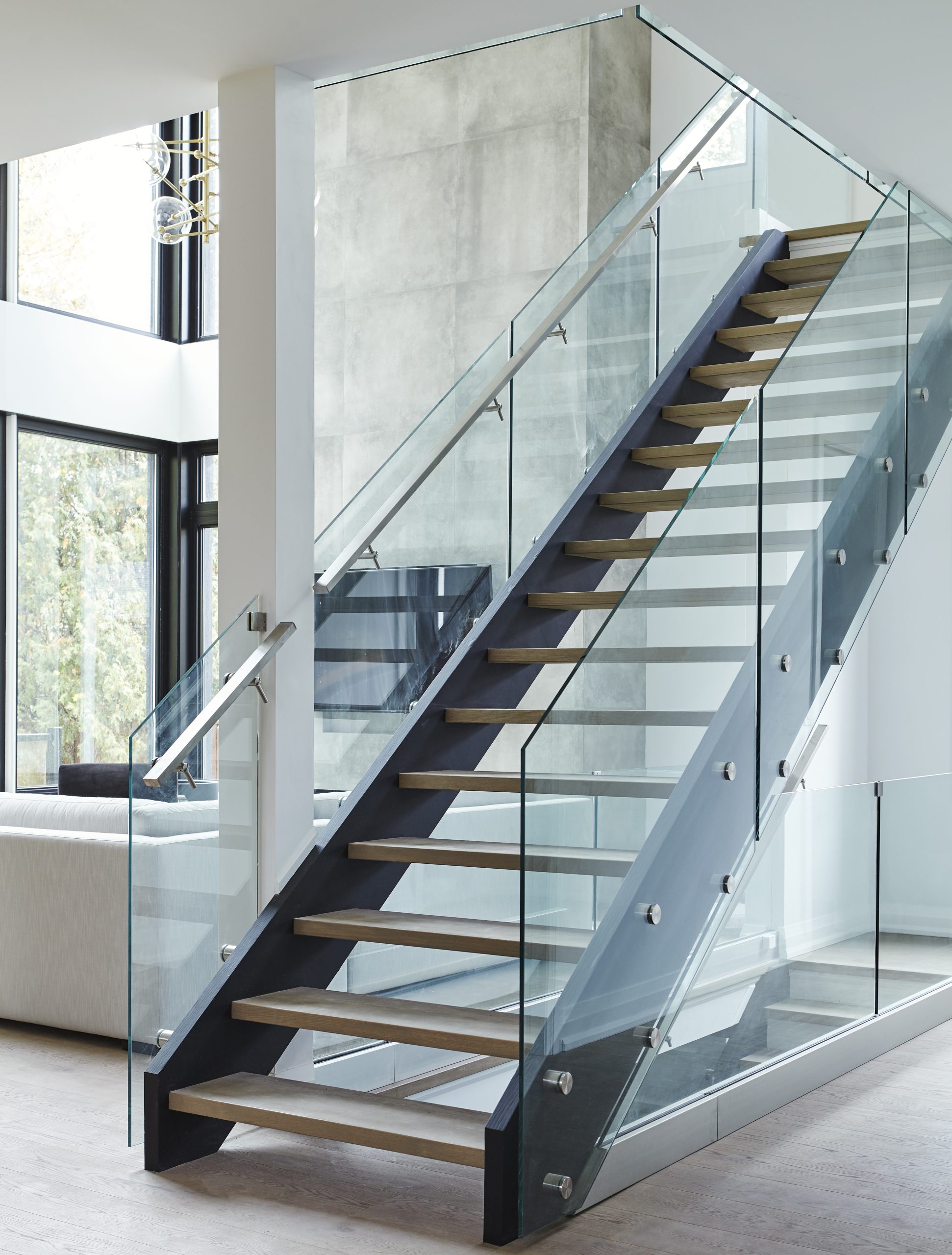 Modern Beach House glass staircase