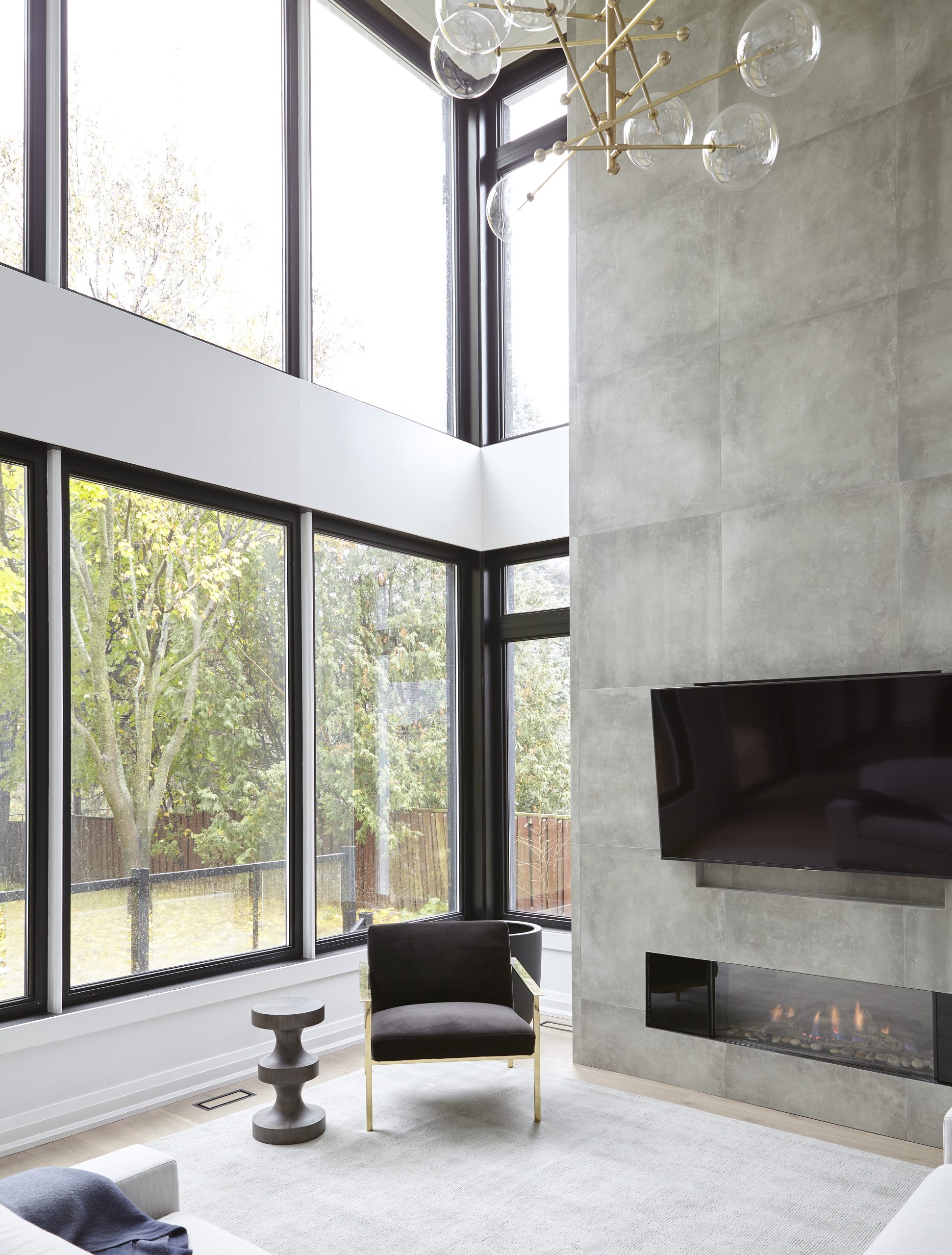 Modern Beach House concrete fireplace