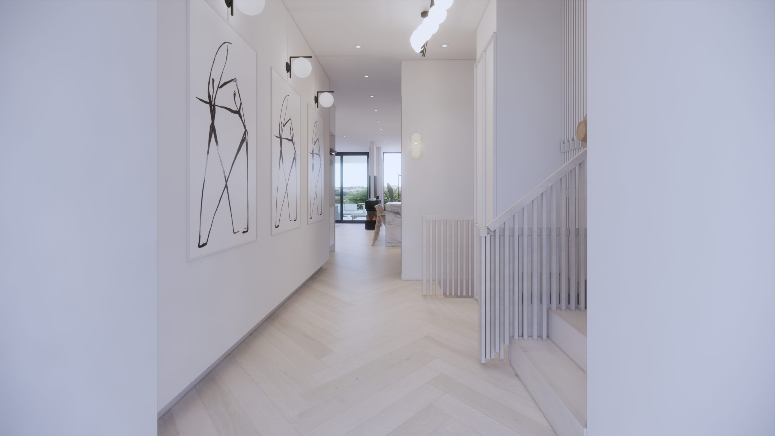 Bright minimalist hallway inside Modern Leaside