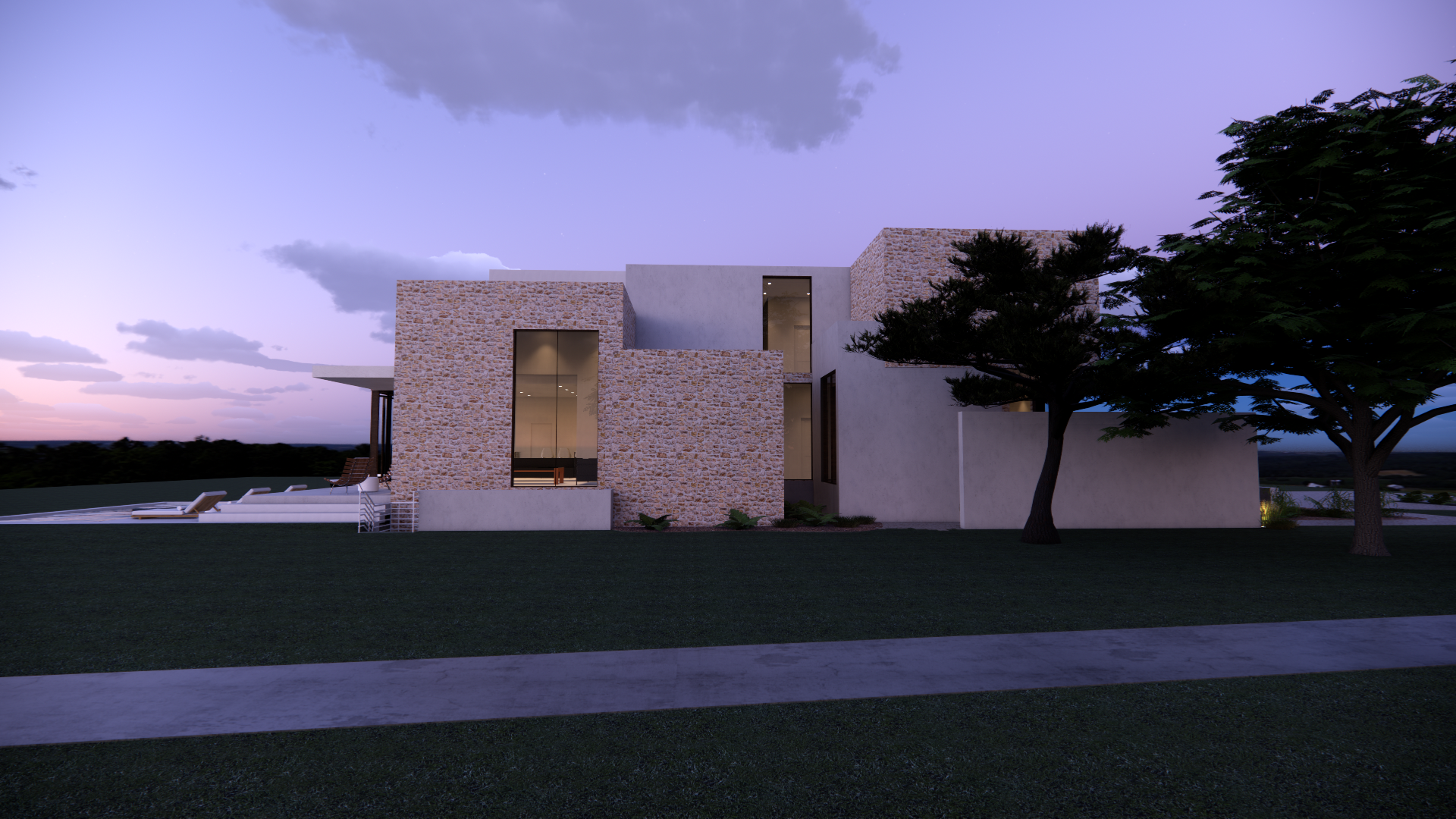 Mediterranean Beach House entry elevation study