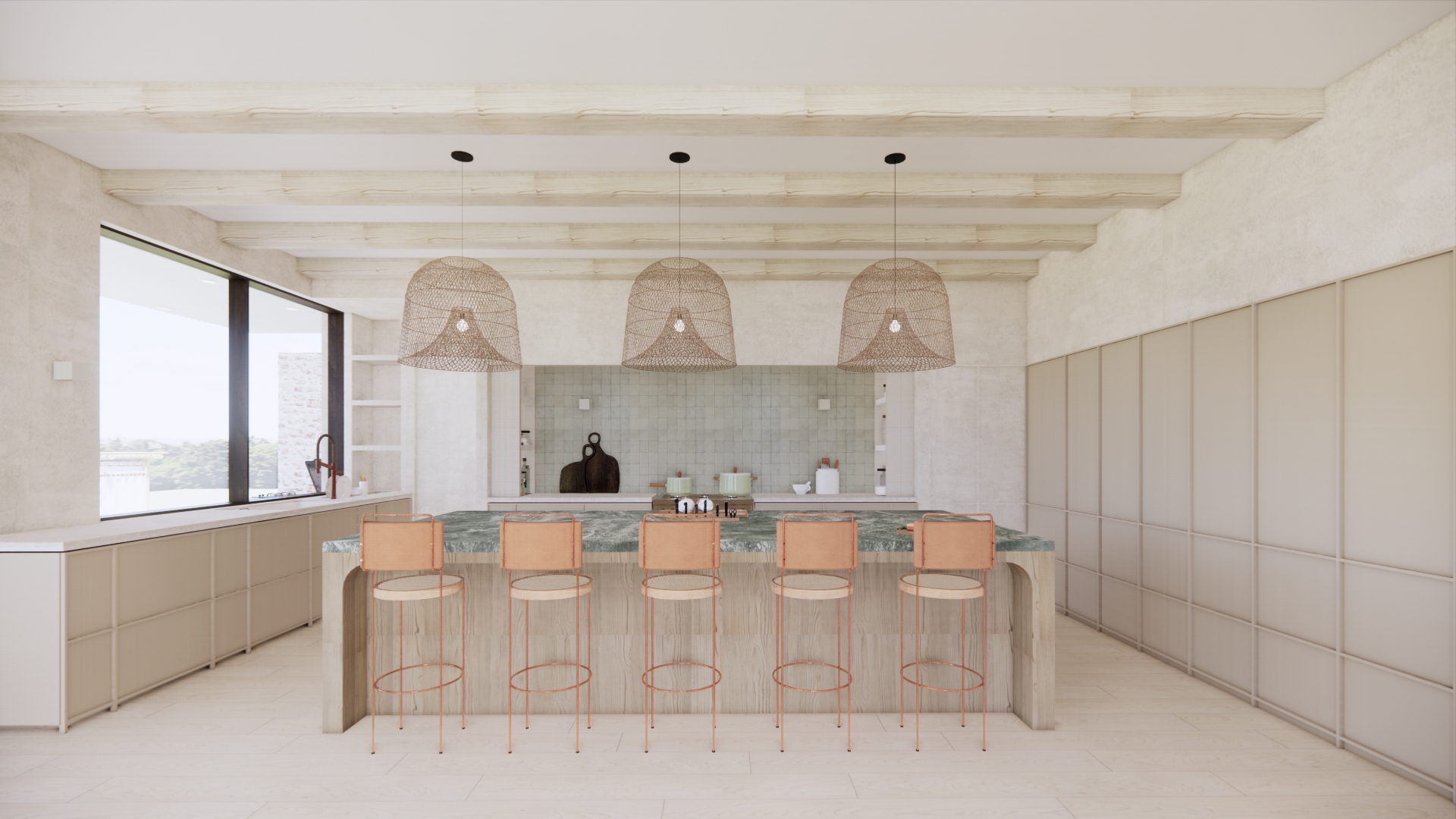 Mediterranean Beach House kitchen rendering