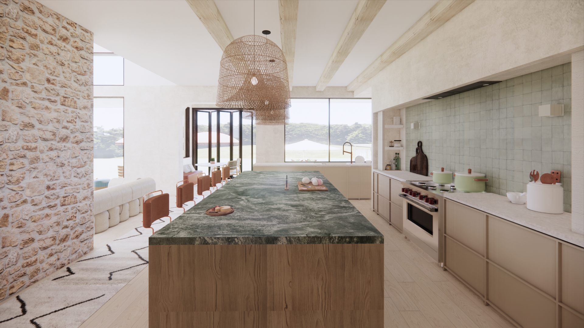 Rustic stone kitchen detail