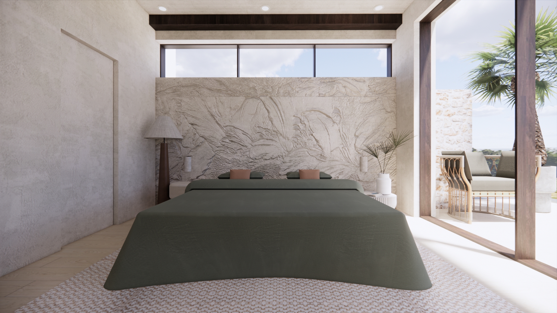Mediterranean Beach House bedroom with terrace