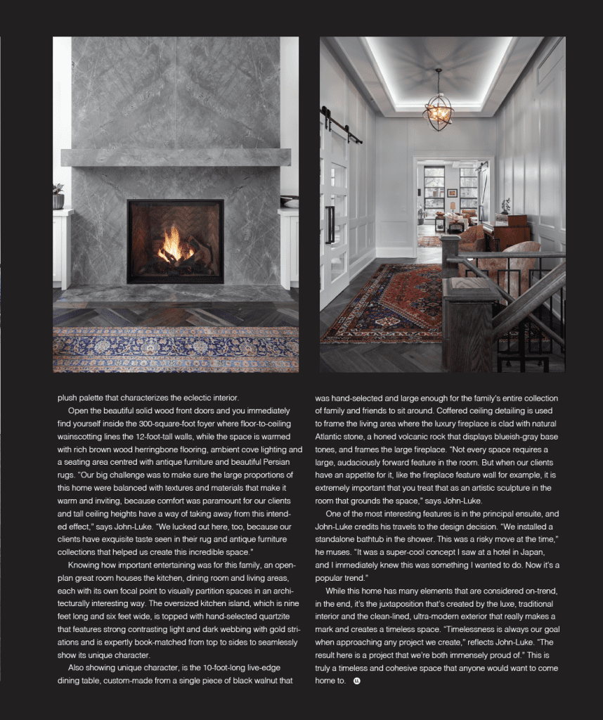 Forestview Bungalow fireplace and hallway in the Living Luxe feature