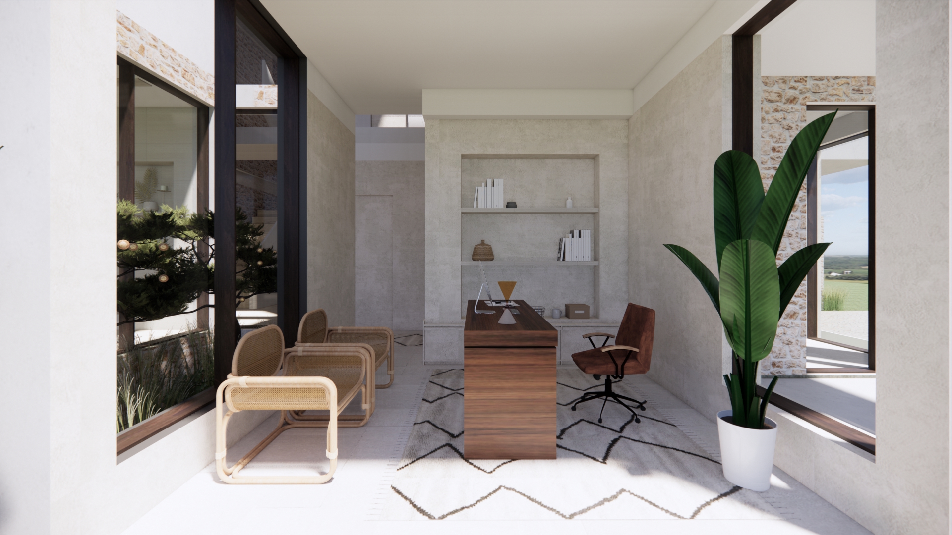 Office with a garden window