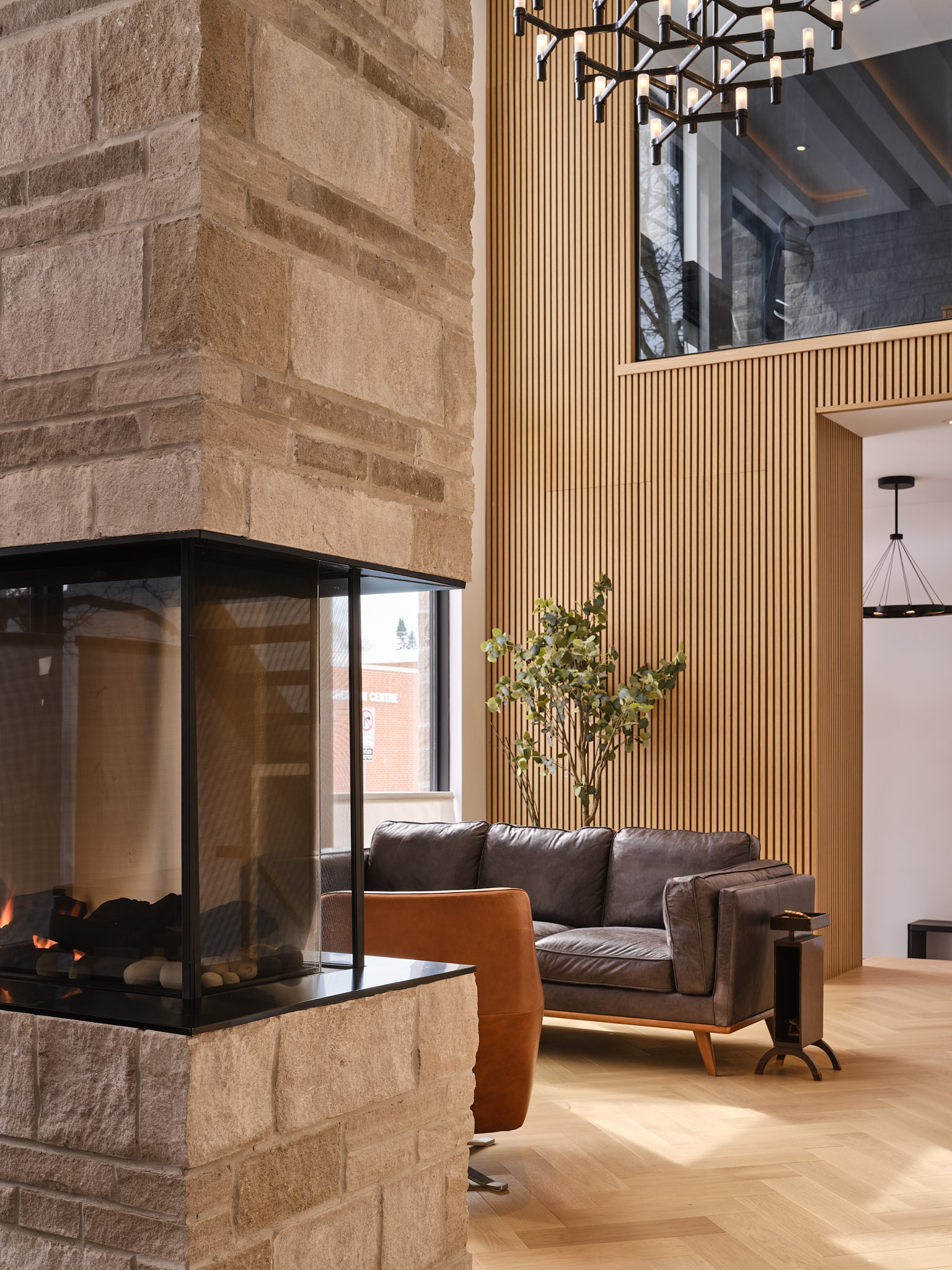Warm wood kitchen view