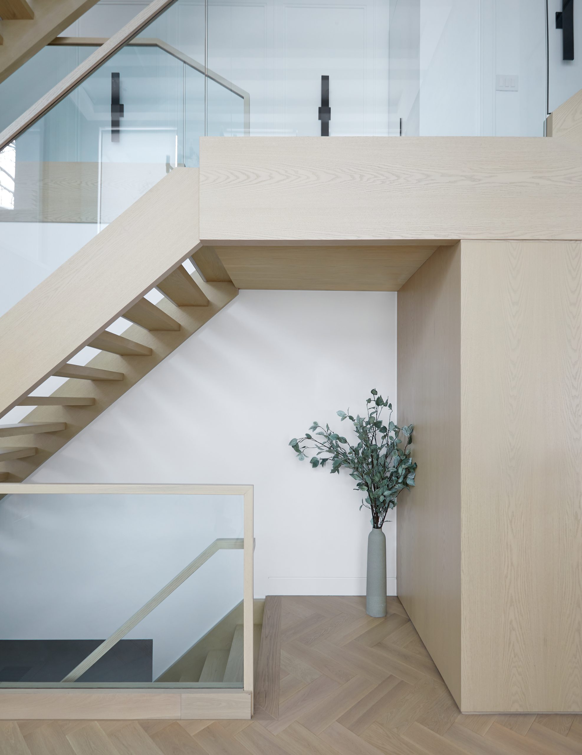 White stair landing