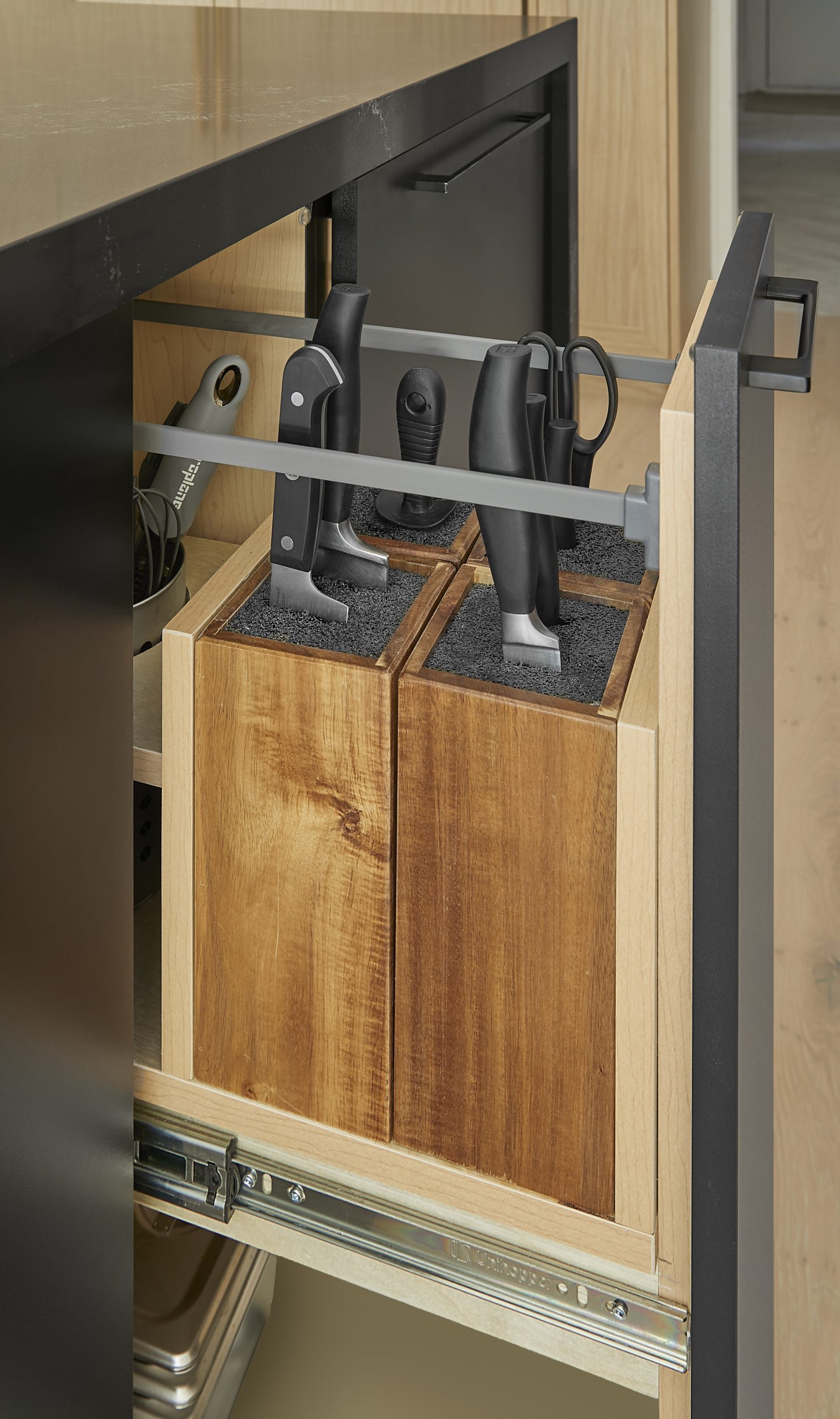 Custom wood cabinet detail