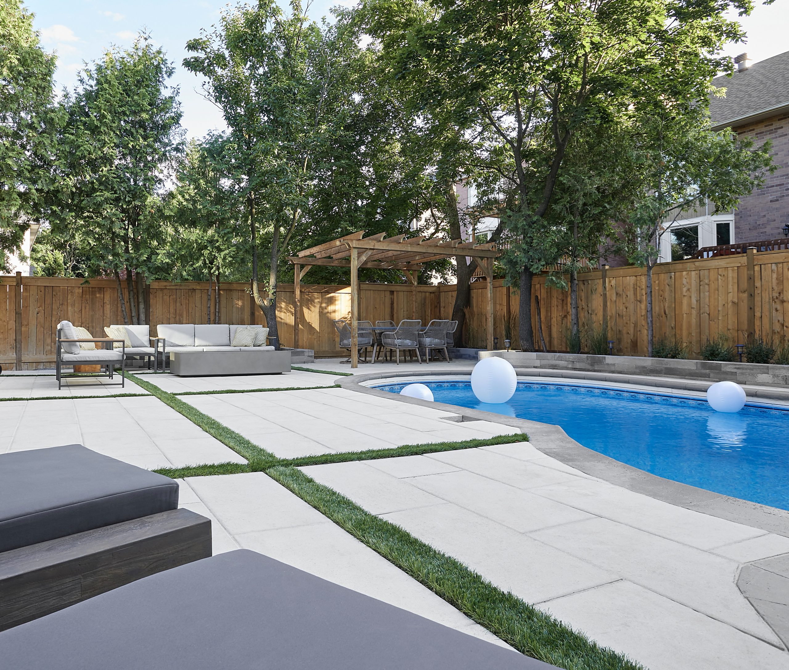 Landscaped pool and garden entertaining area