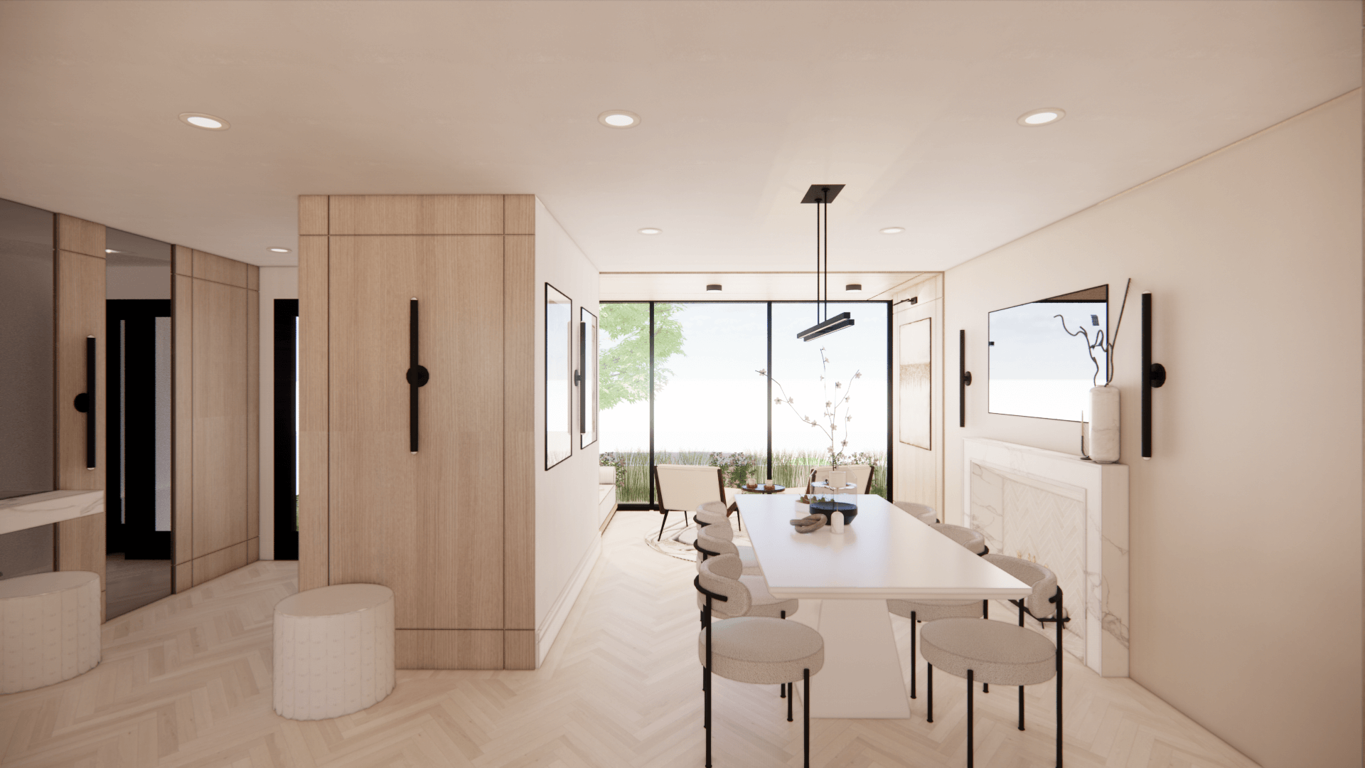 Pale contemporary kitchen rendering