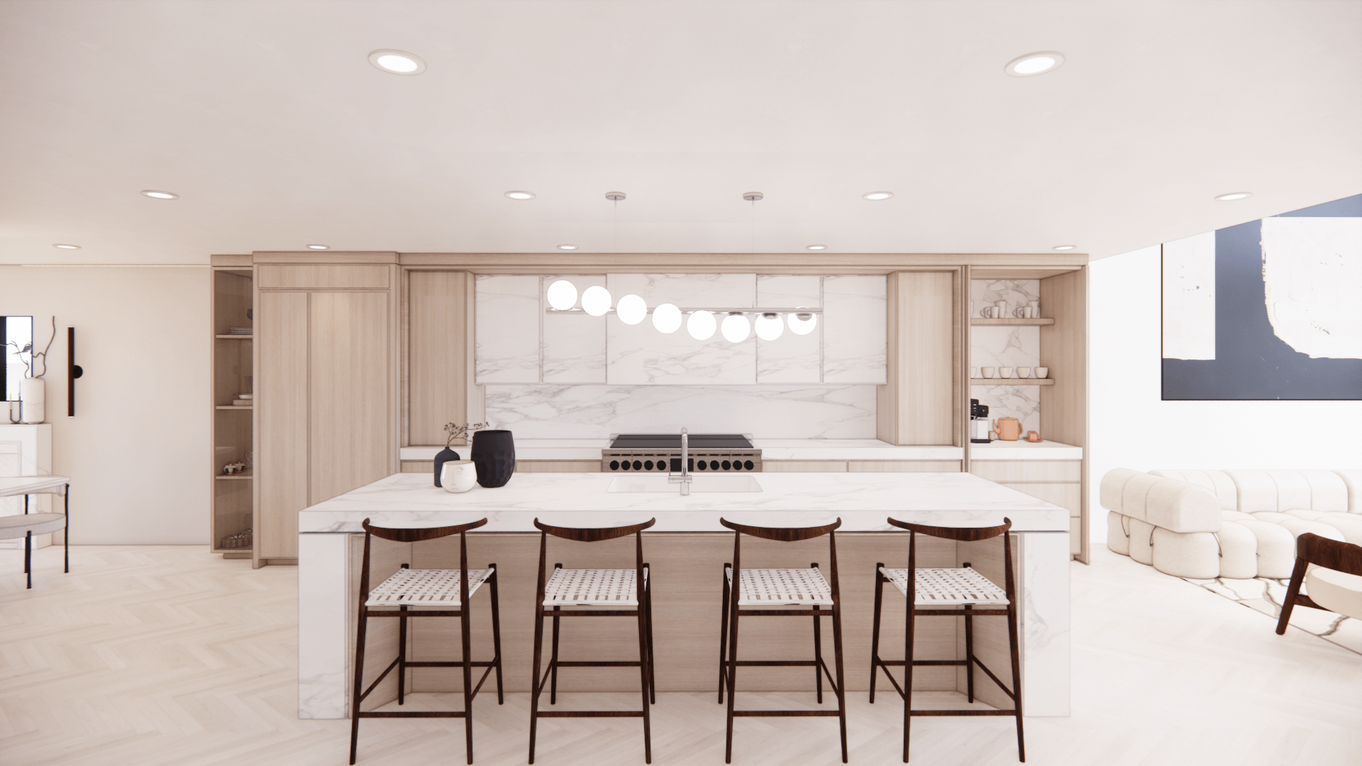 Kitchen island with integrated dining table