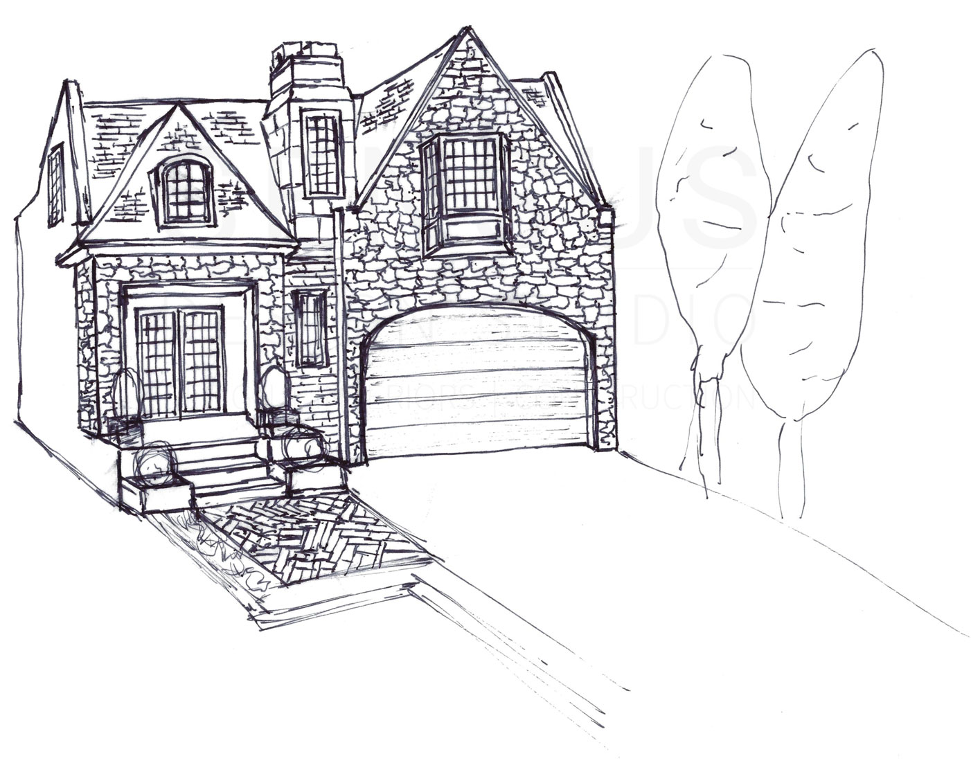 Architectural sketch of the East York English Cottage