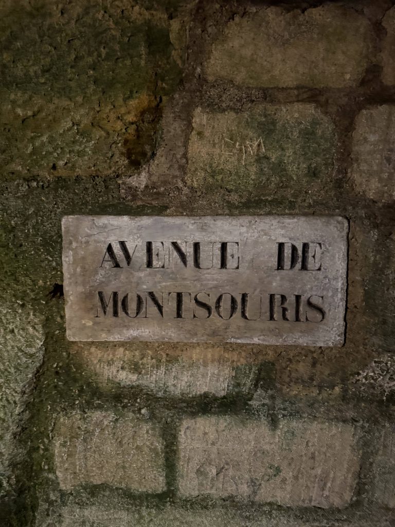 Stone wall sign reading Avenue de Montsouris