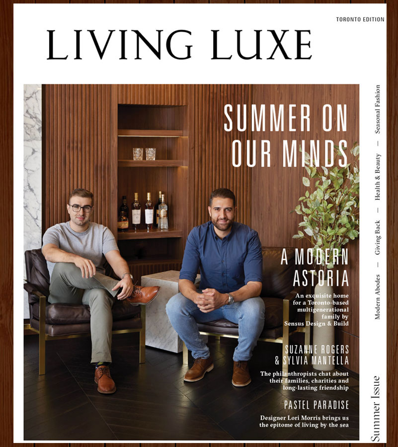 Jesse and John-Luke Sahlani on the Living Luxe Summer issue cover featuring A Modern Astoria