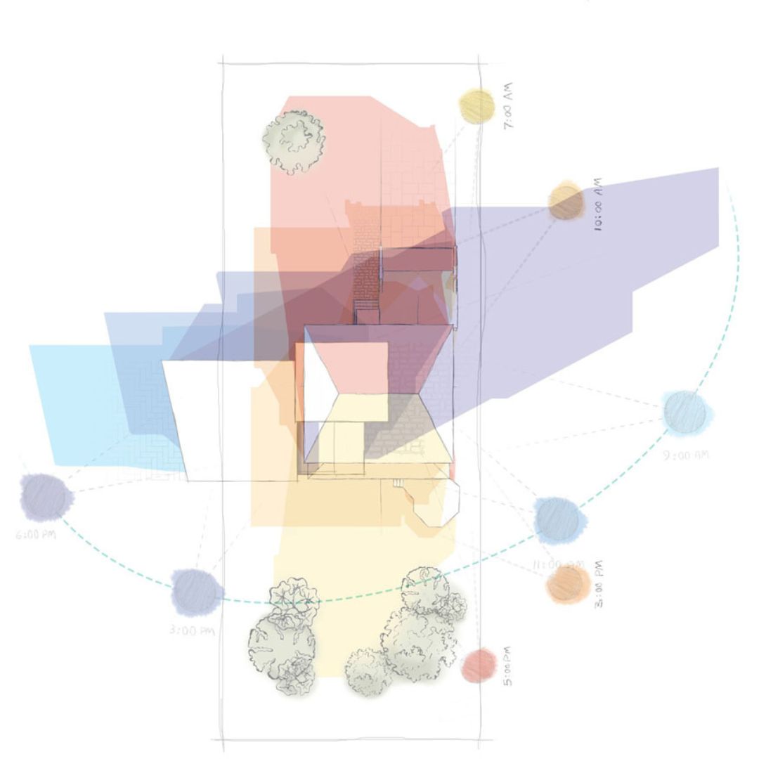 Color-coded floor plan for the Japanese Prairie home