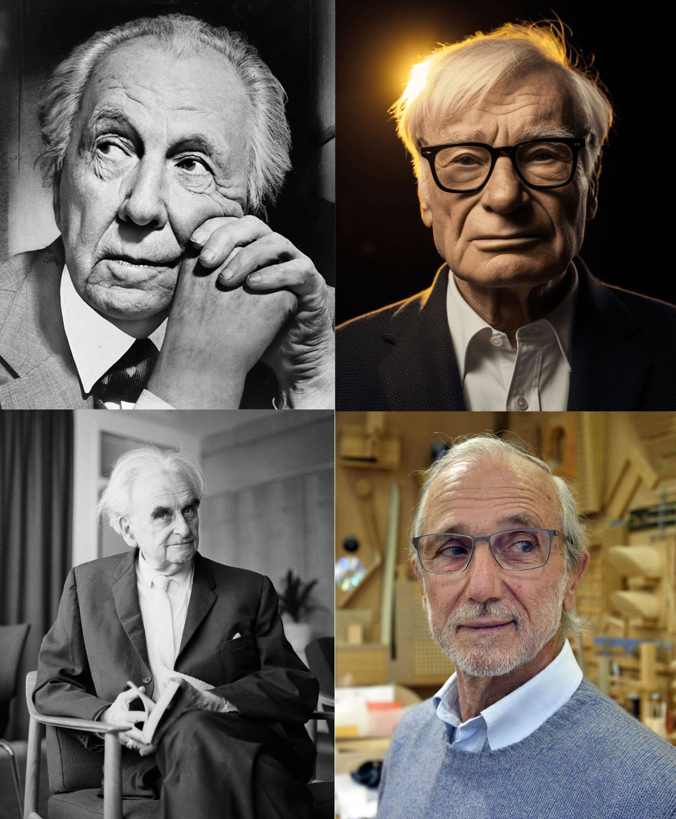 Four portrait photographs of architectural designers