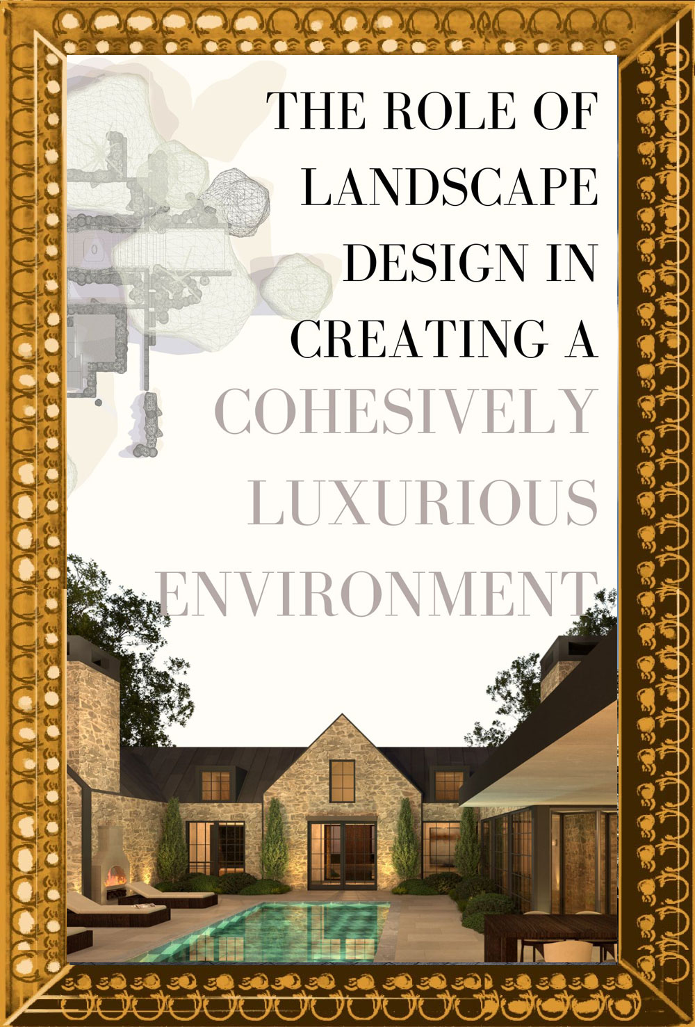 Formal landscape design surrounding a private residence