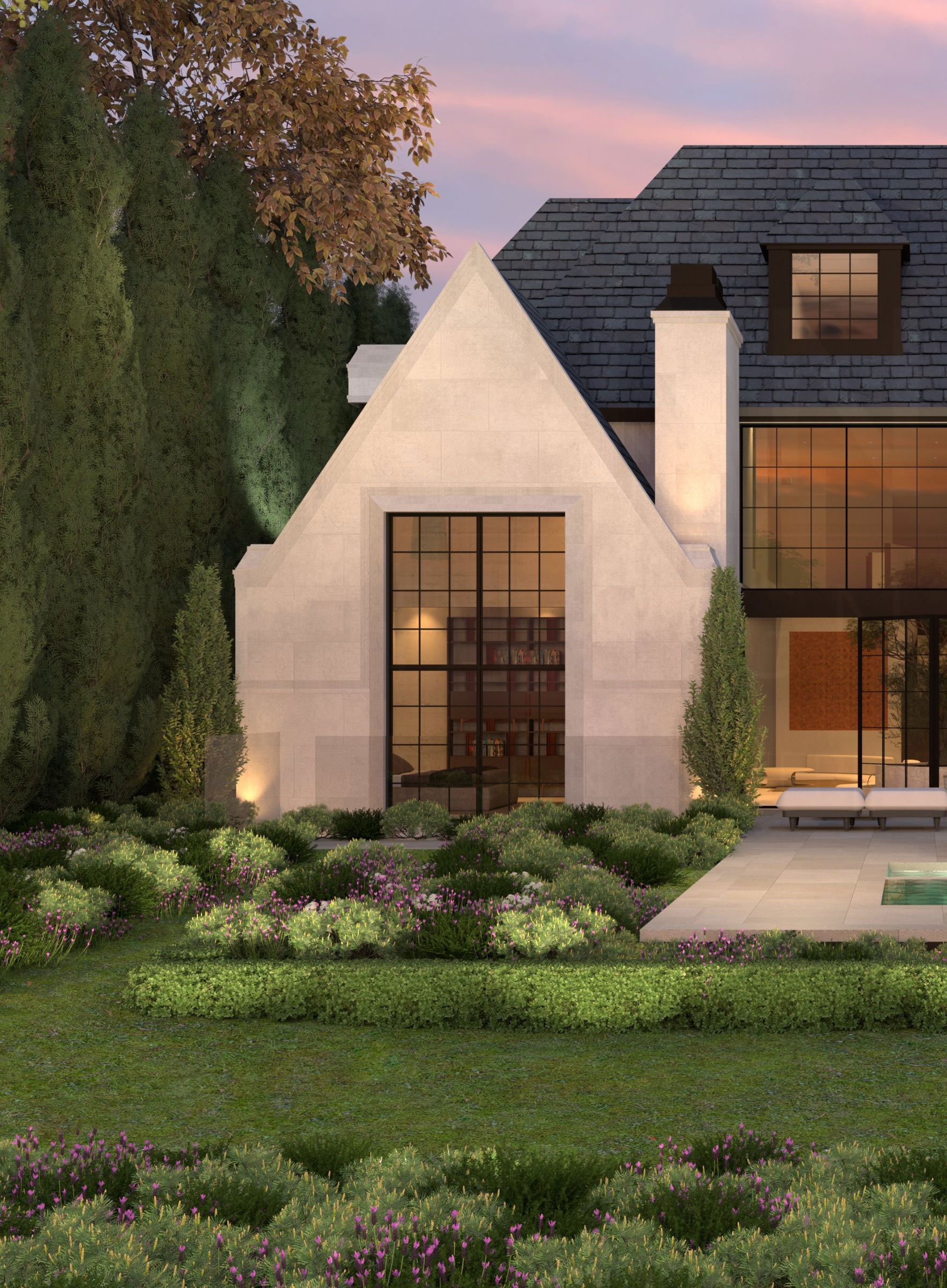 The Contemporary Tudor Revival architectural rendering, view 2