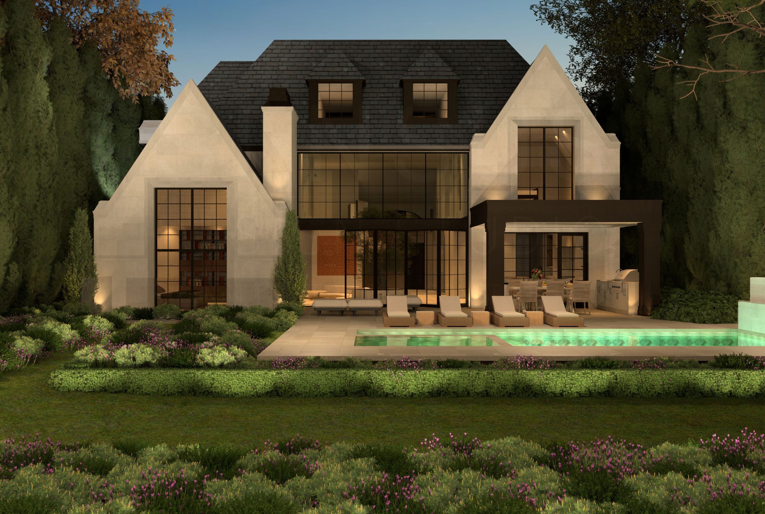 The Contemporary Tudor Revival architectural rendering, view 3
