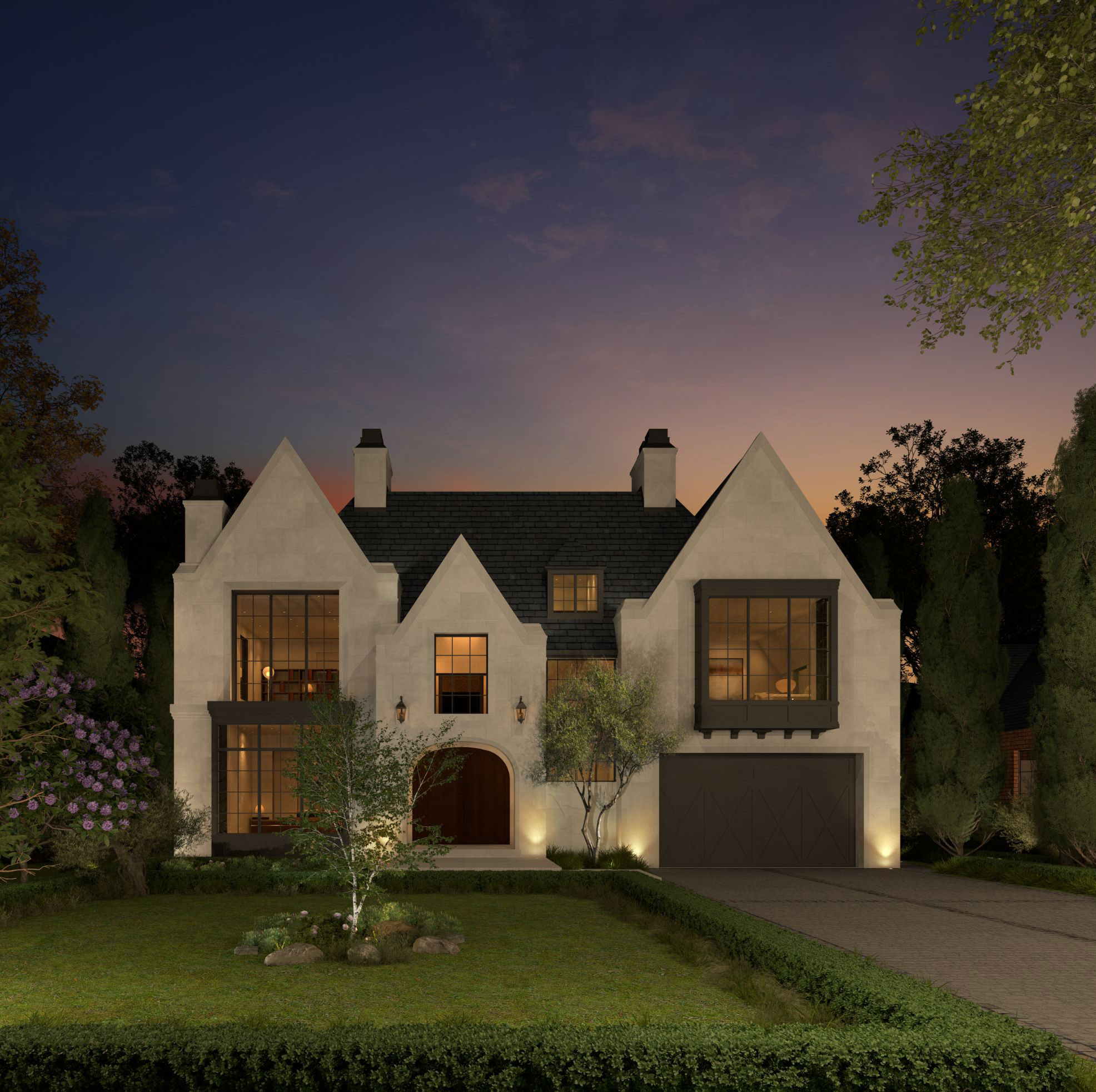 The Contemporary Tudor Revival architectural rendering, view 2