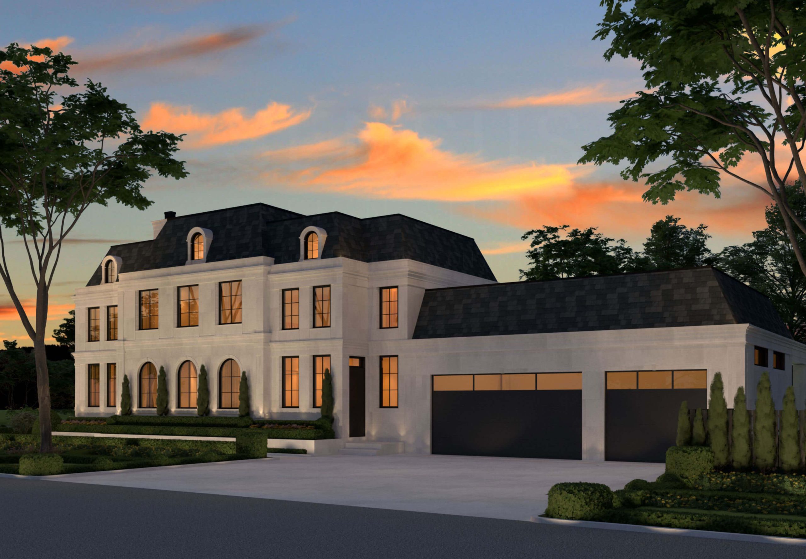 Art Deco-inspired chateau and its formal front garden