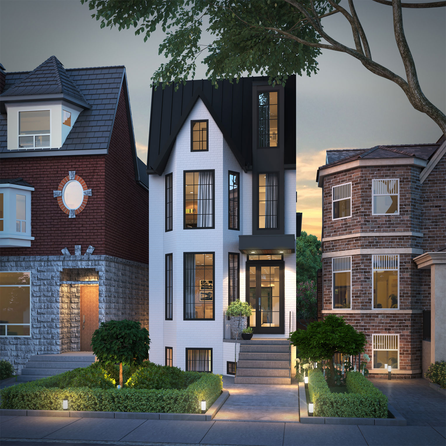 Full front view of the renovated Queen West Victorian