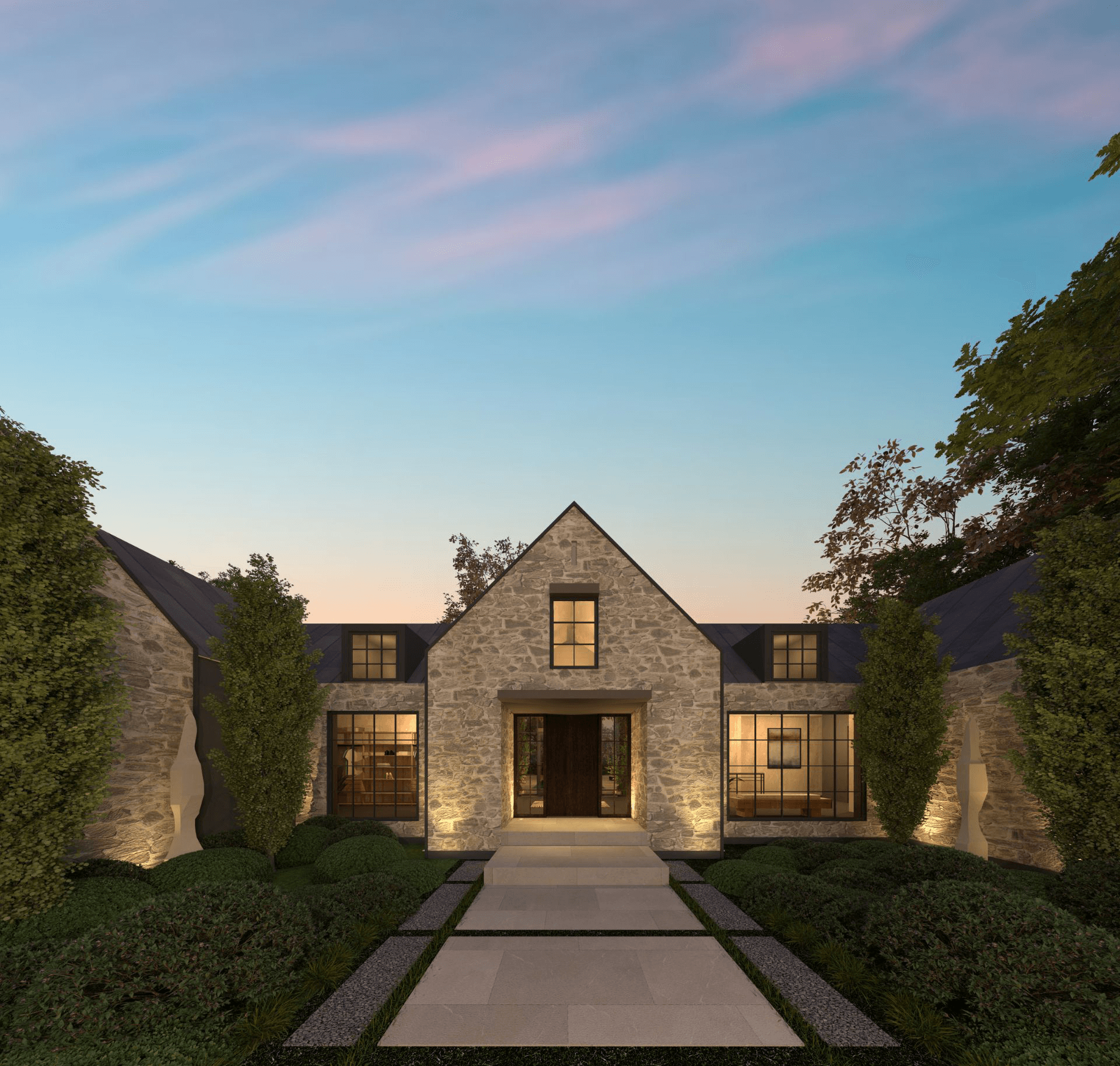 The Contemporary English Country Bungalow architectural rendering, view 4