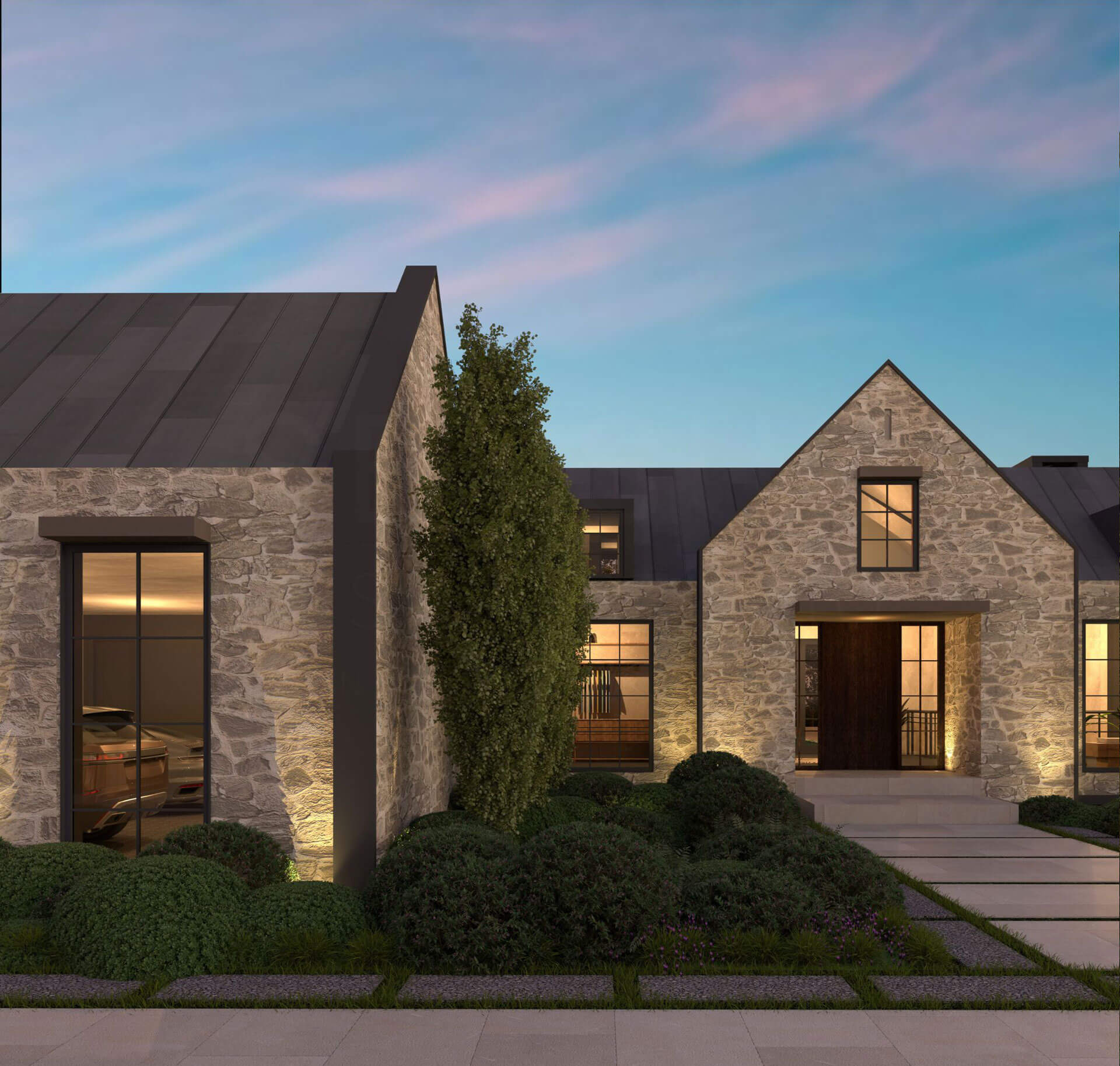 The Contemporary English Country Bungalow architectural rendering, view 5