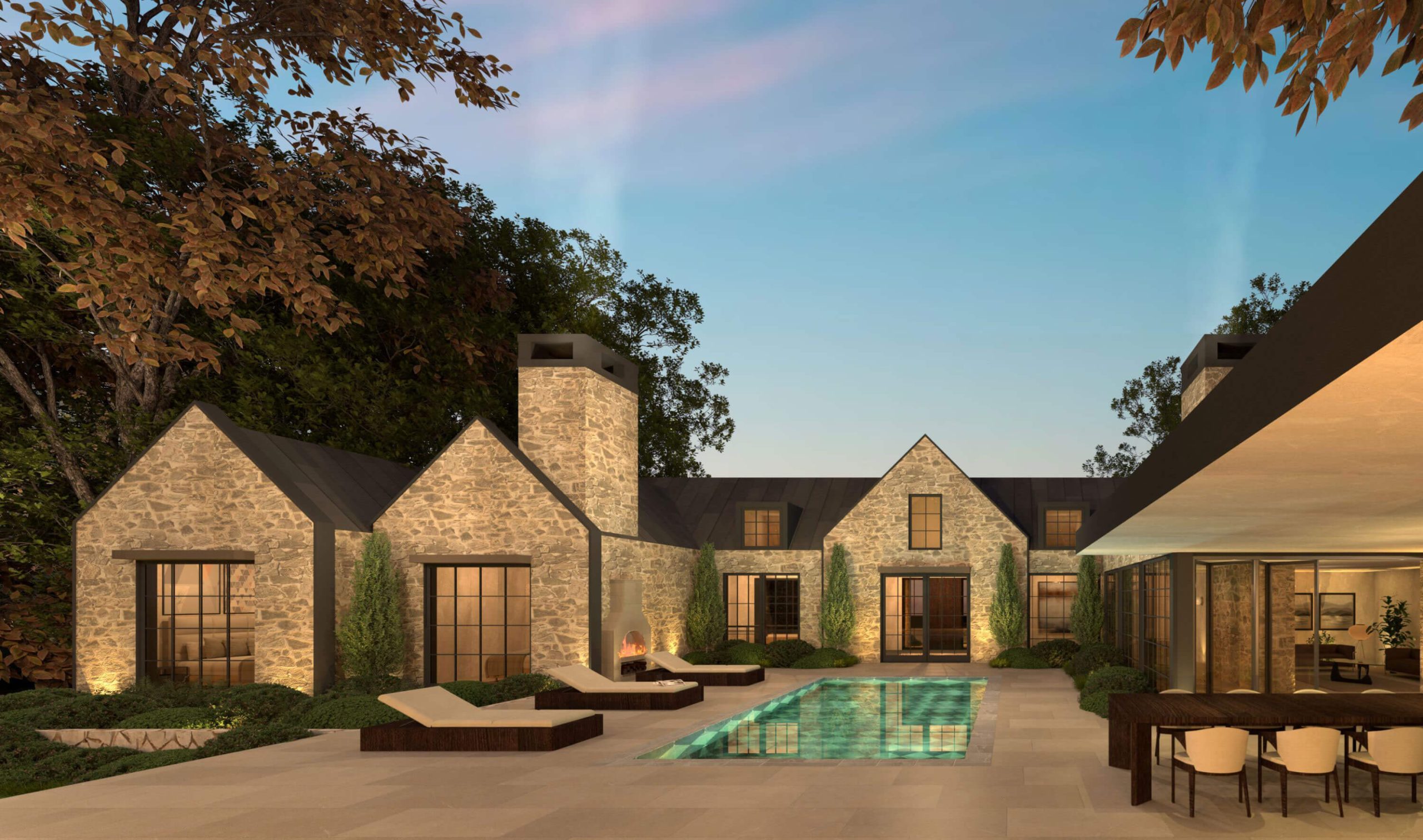 The Contemporary English Country Bungalow architectural rendering, view 7