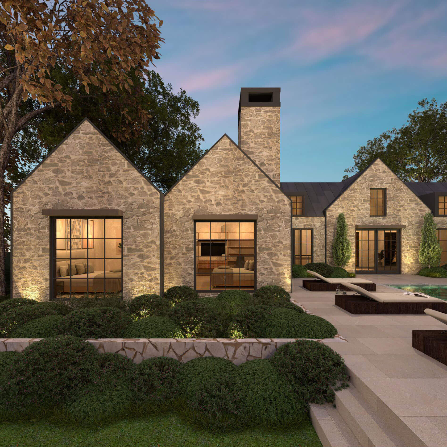 The Contemporary English Country Bungalow architectural rendering, view 11