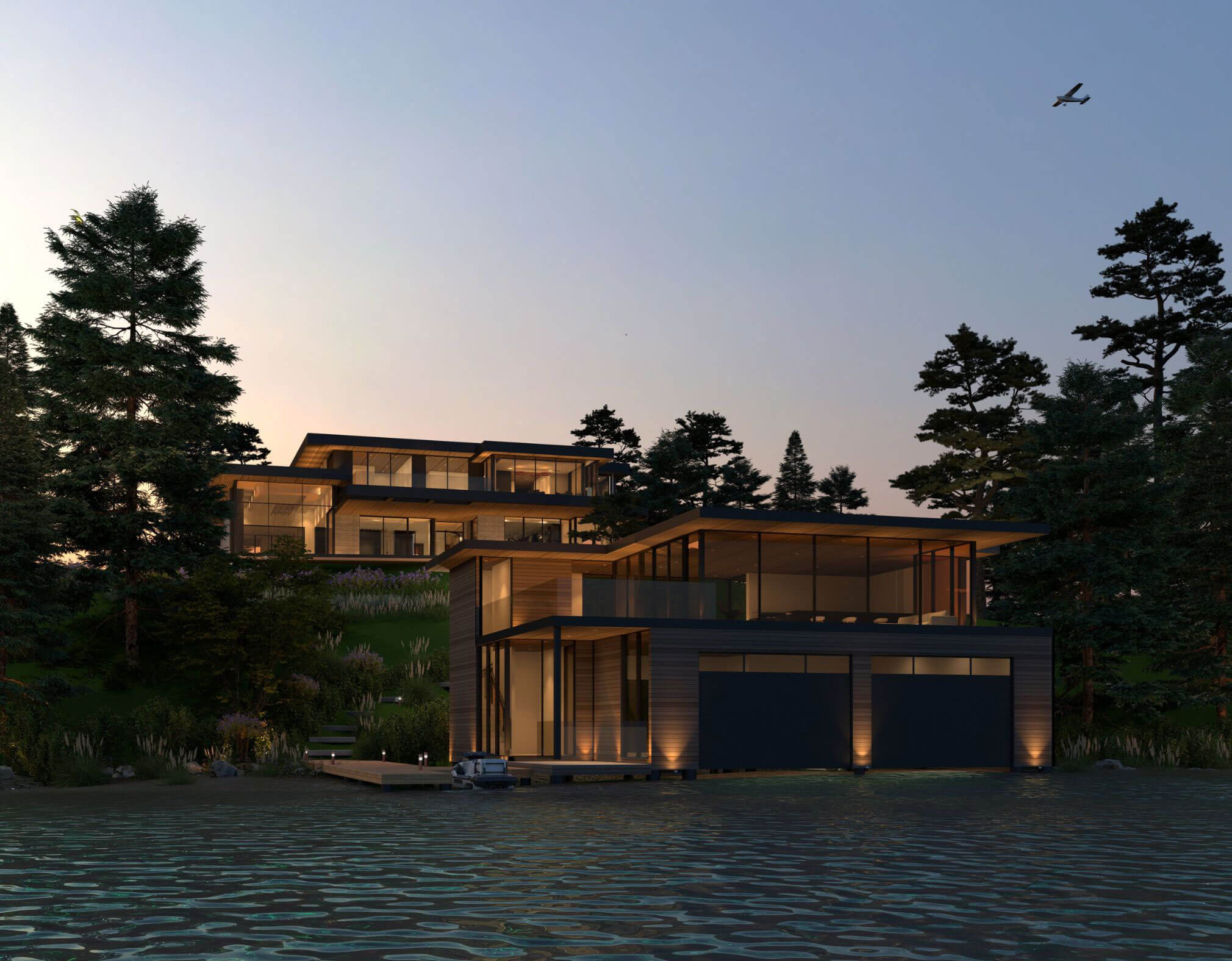 Alpine Lakehouse boathouse and lakeside amenities