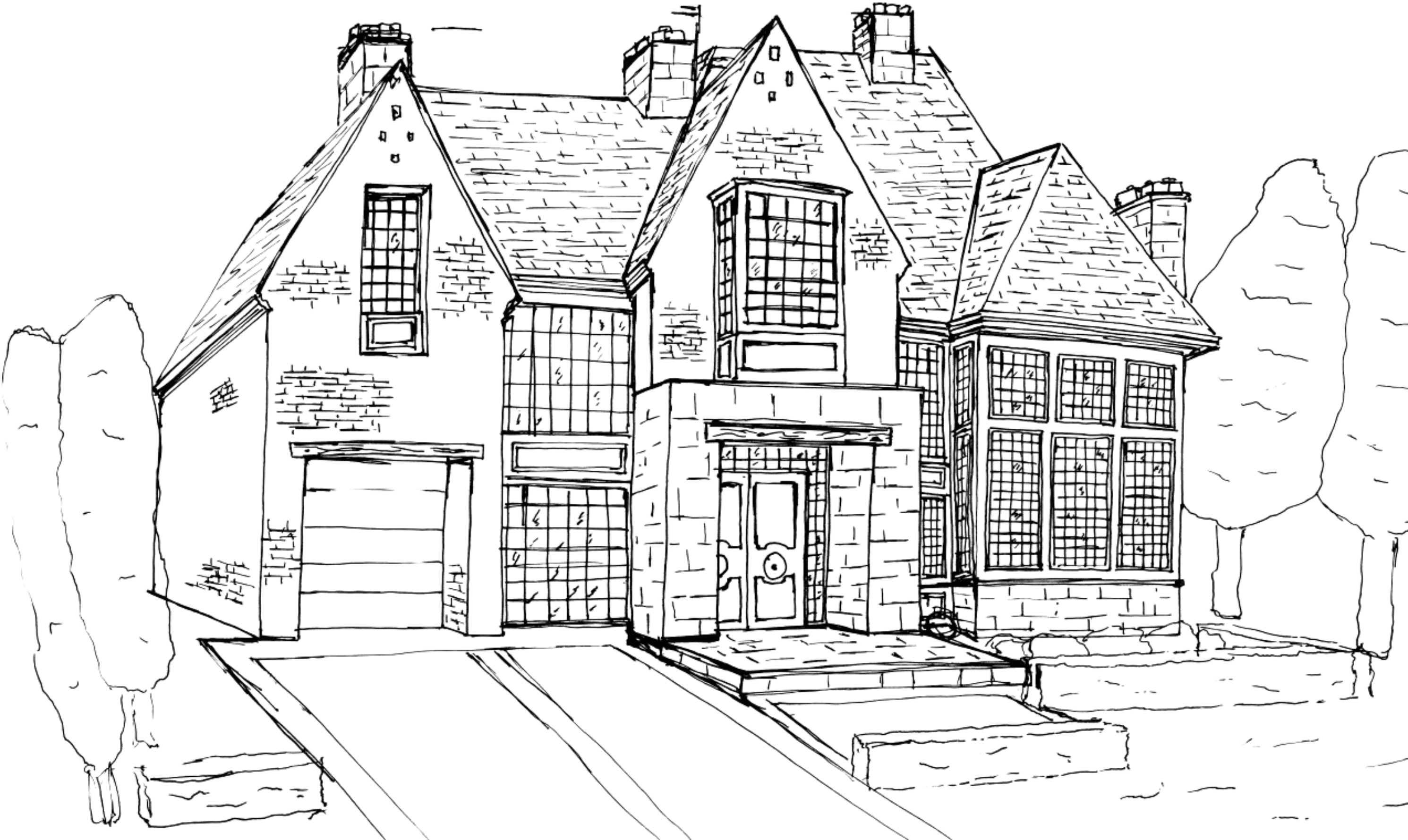 Architectural sketch for The Contemporary Tudor