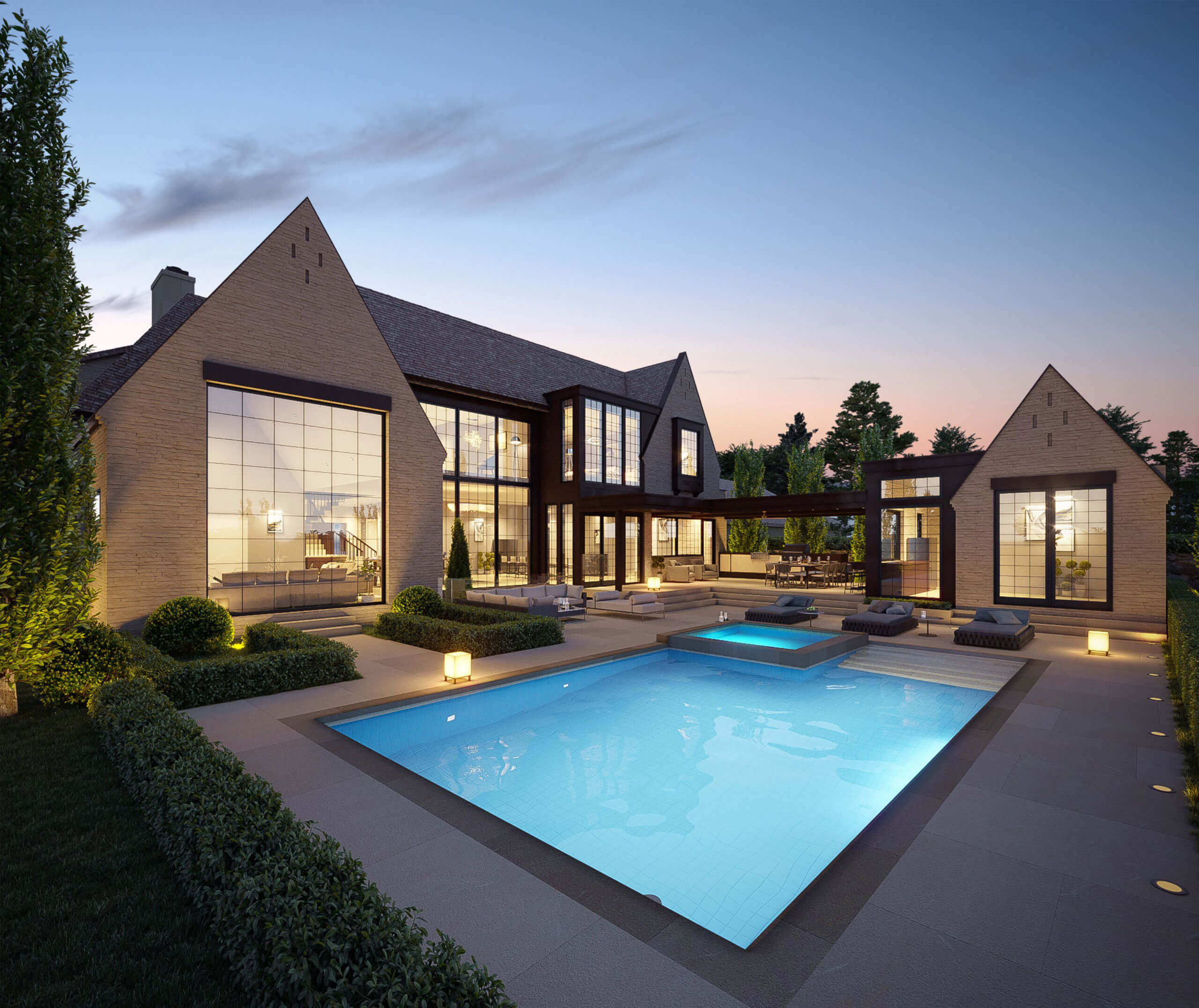 The Contemporary Tudor architectural rendering, view 4