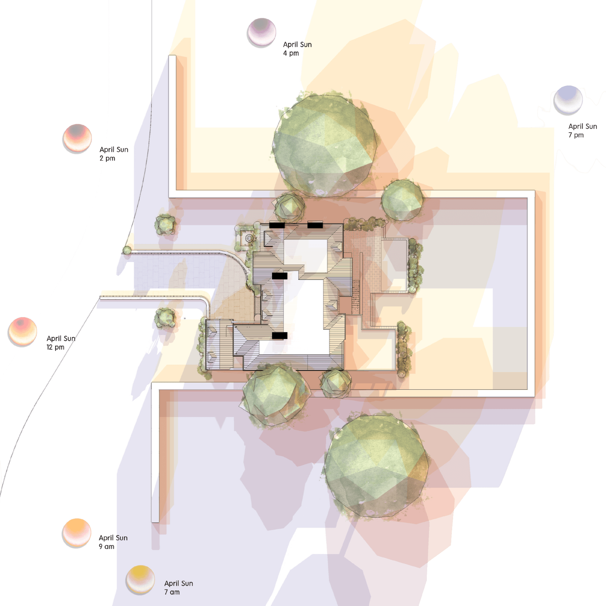 Site and sunlight study for The Contemporary English Manor
