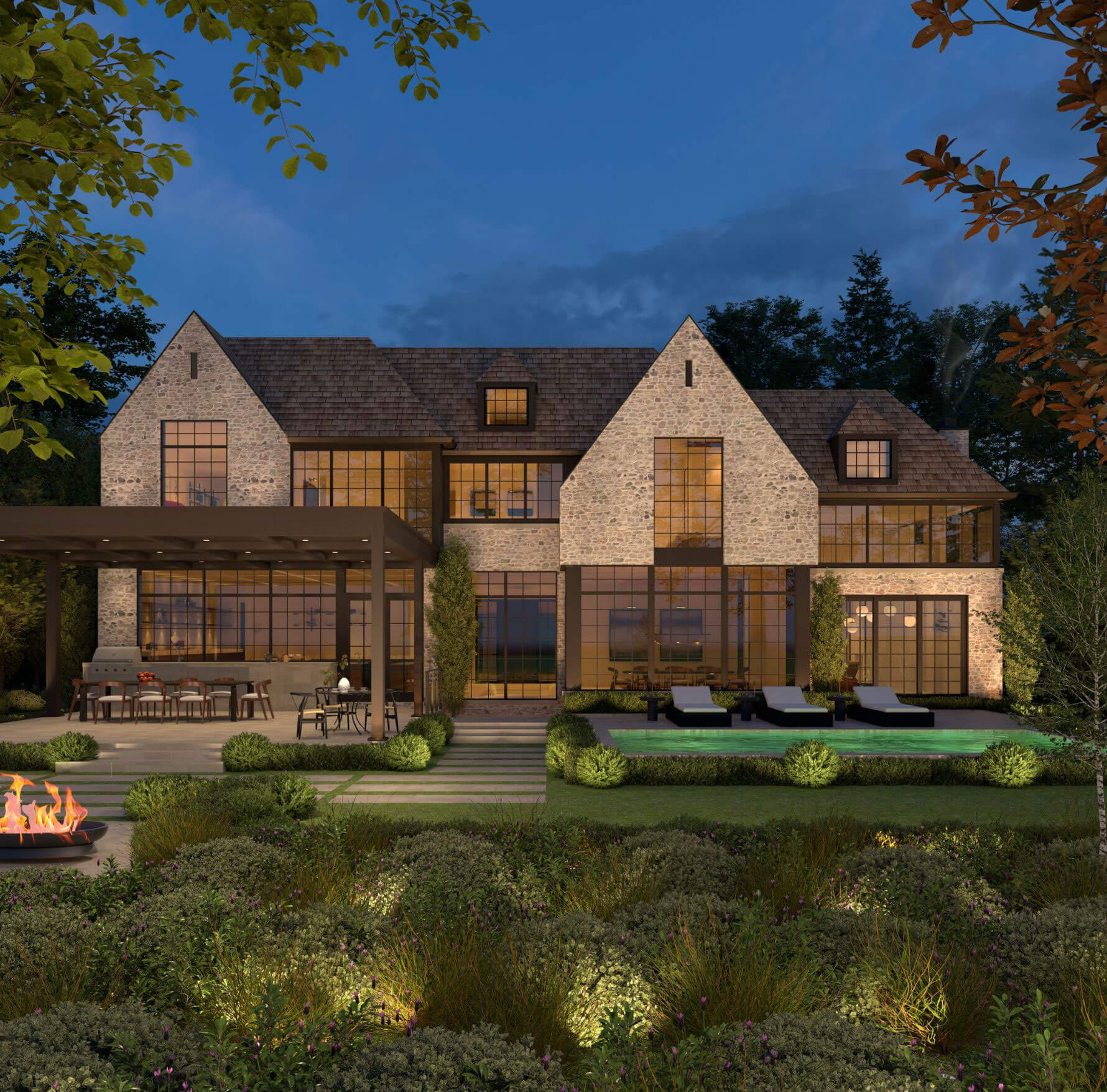 The Contemporary English Manor architectural rendering, view 11