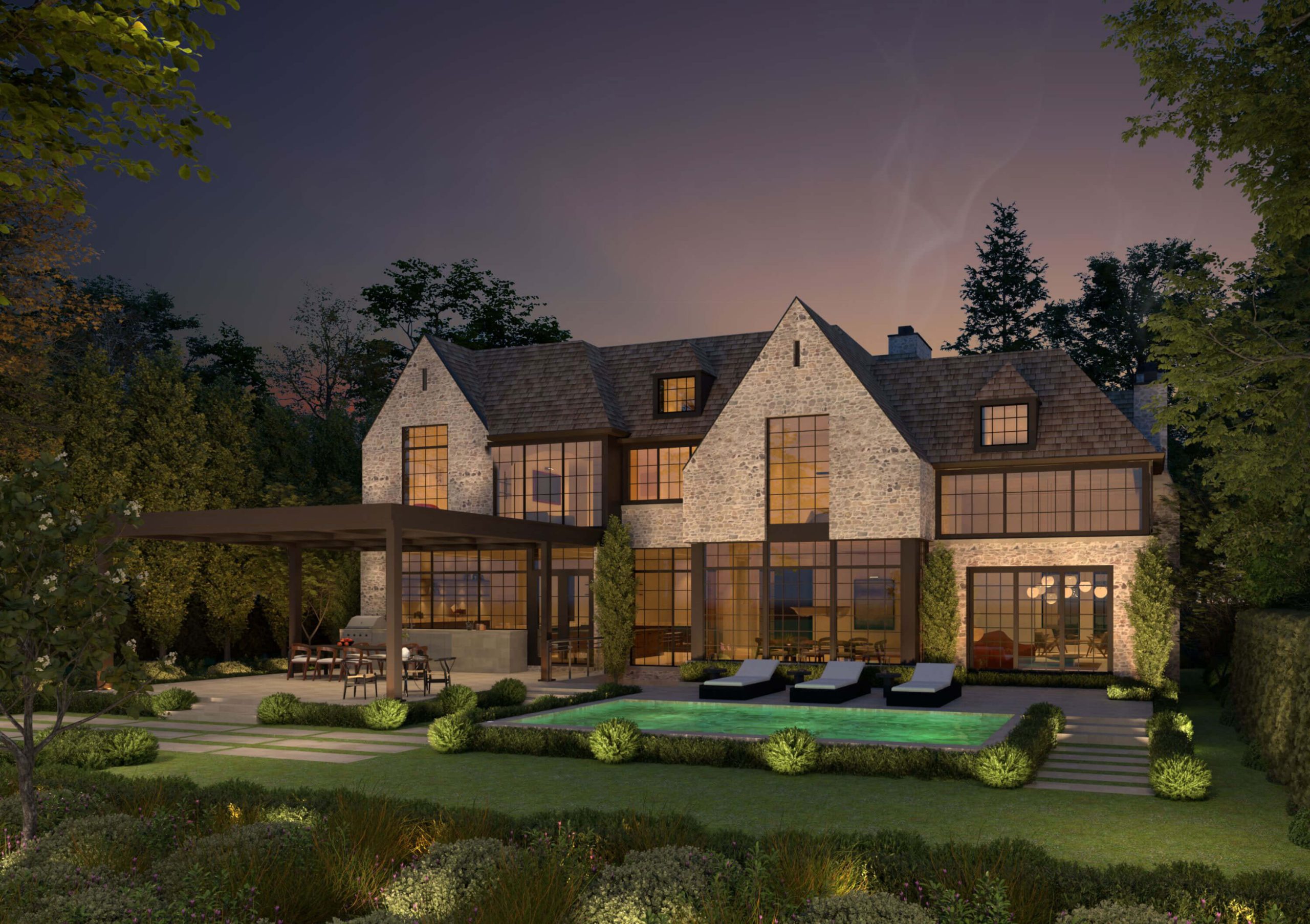 The Contemporary English Manor architectural rendering, view 12