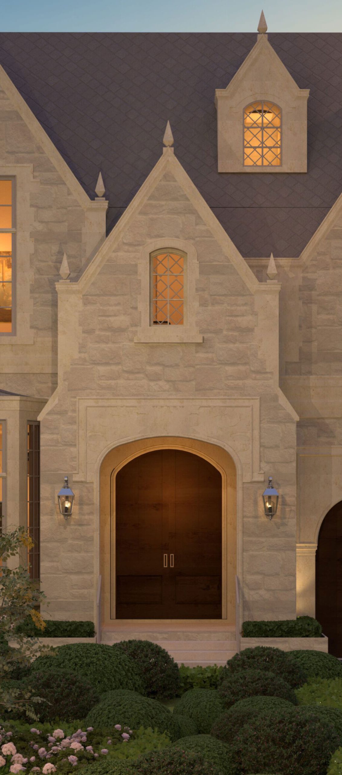 The Traditional Tudor Revival architectural rendering, view 3