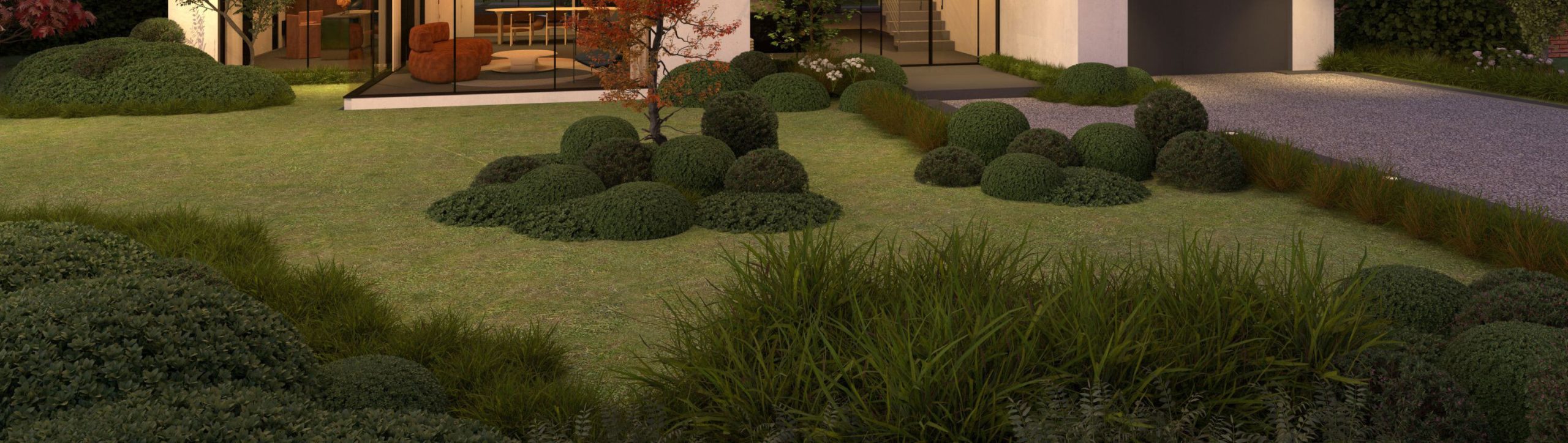 Layered organic gardens surrounding the Dutch countryside home