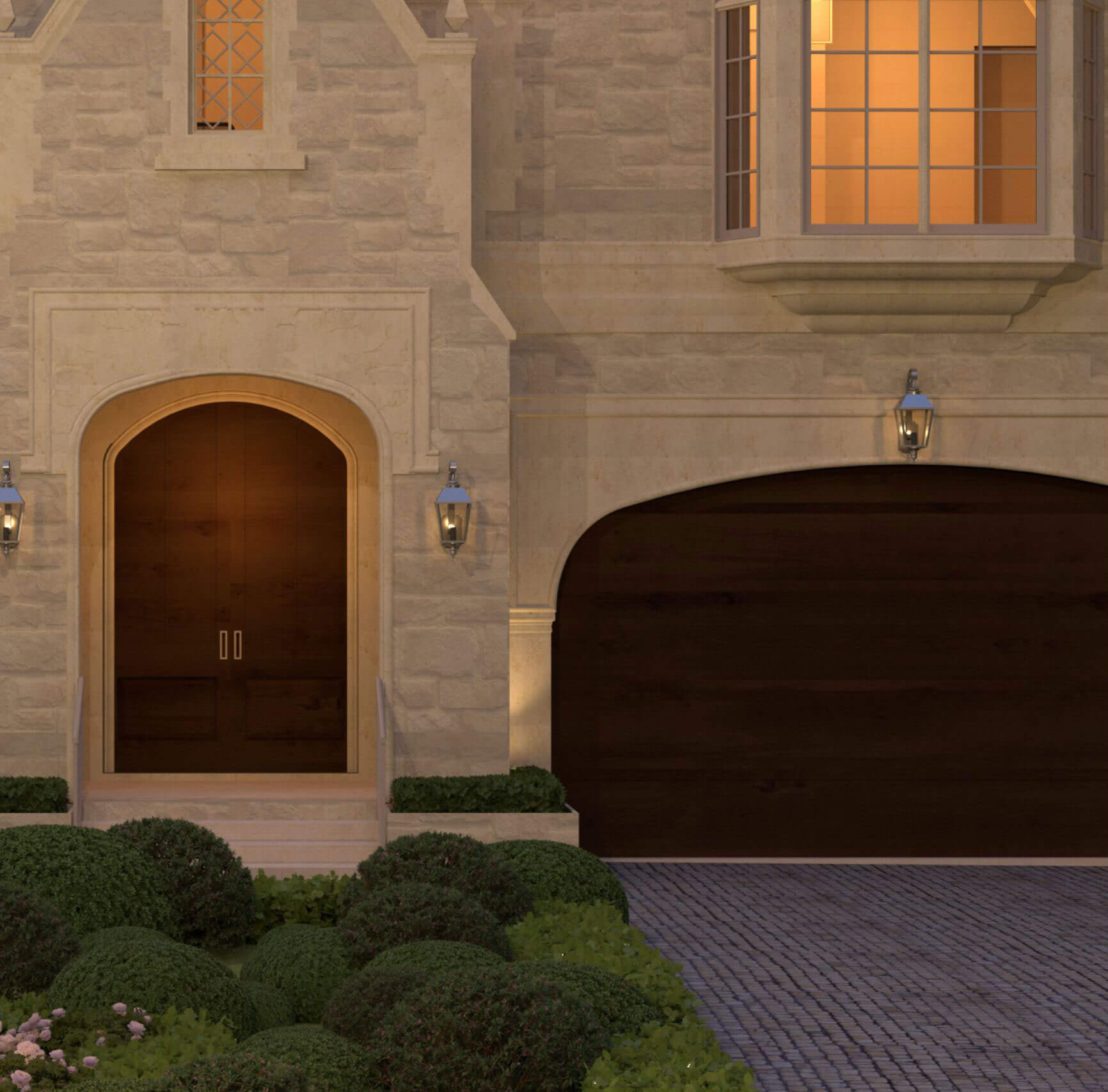 The Traditional Tudor Revival architectural rendering, view 6