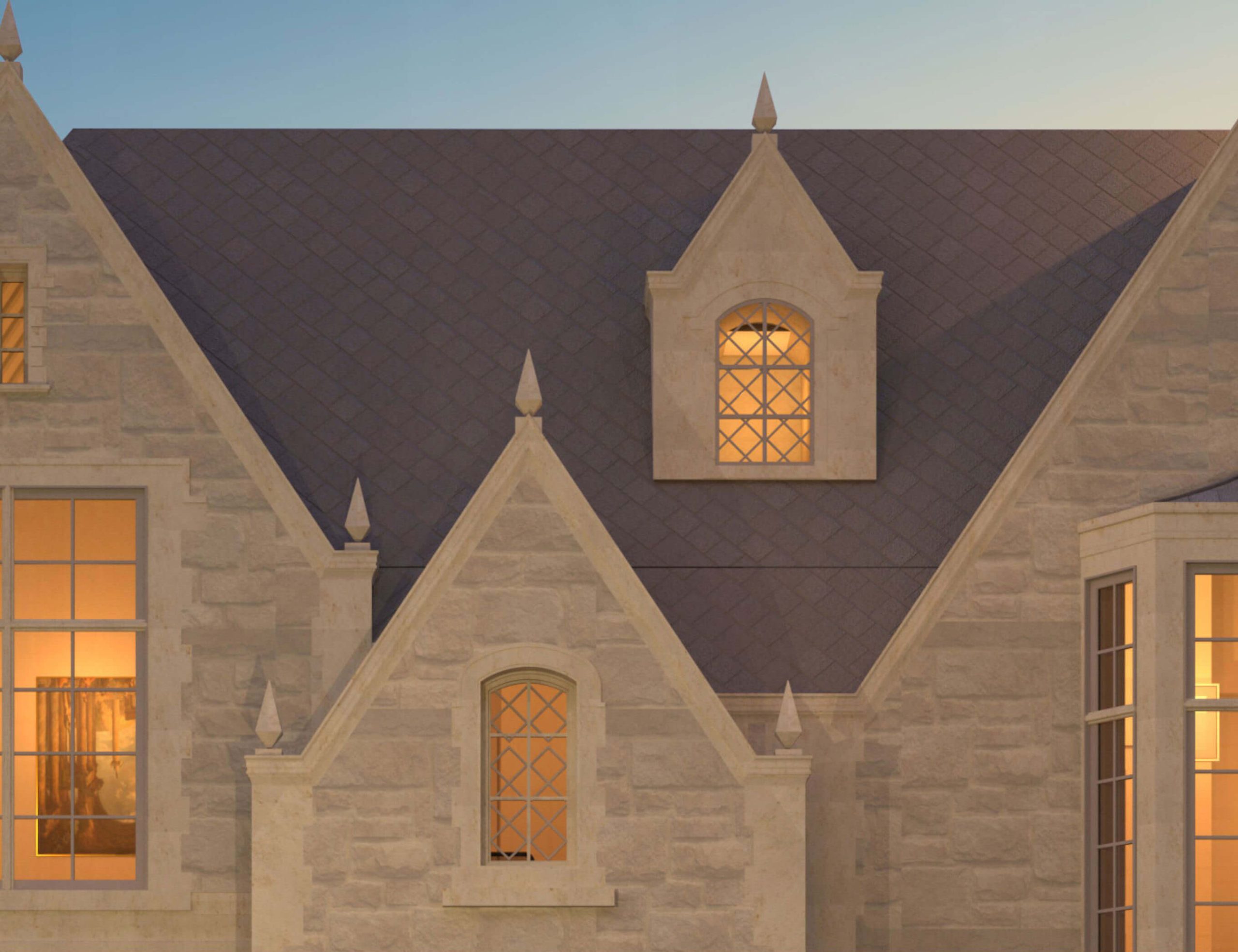The Traditional Tudor Revival architectural rendering, view 7