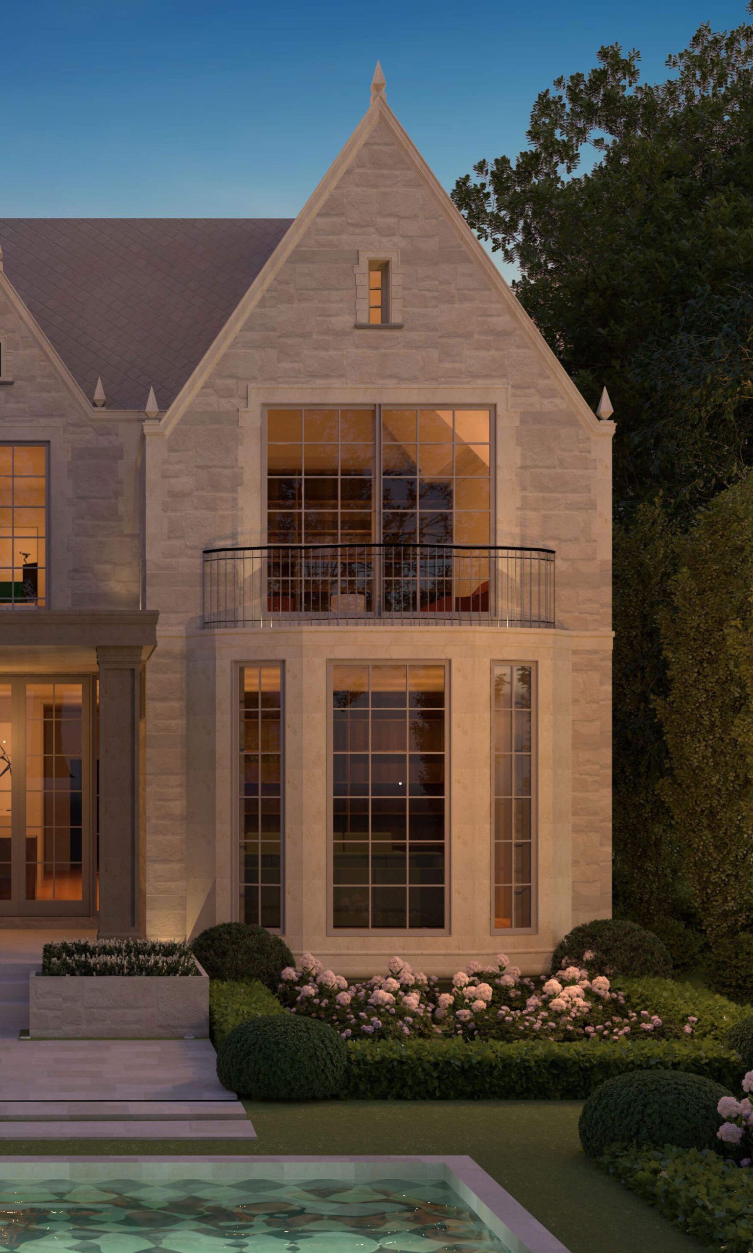 The Traditional Tudor Revival architectural rendering, view 9
