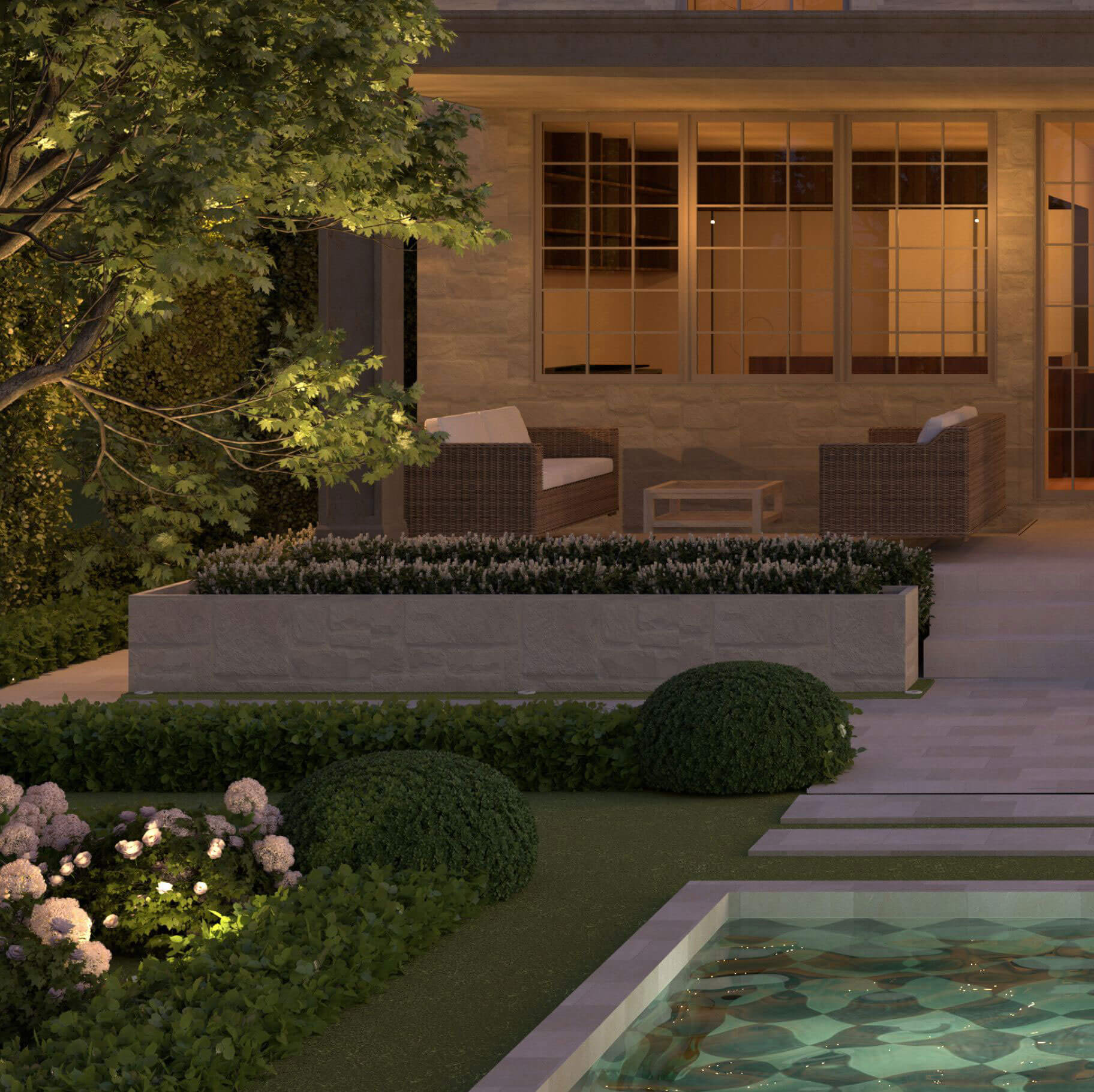 The Traditional Tudor Revival architectural rendering, view 10