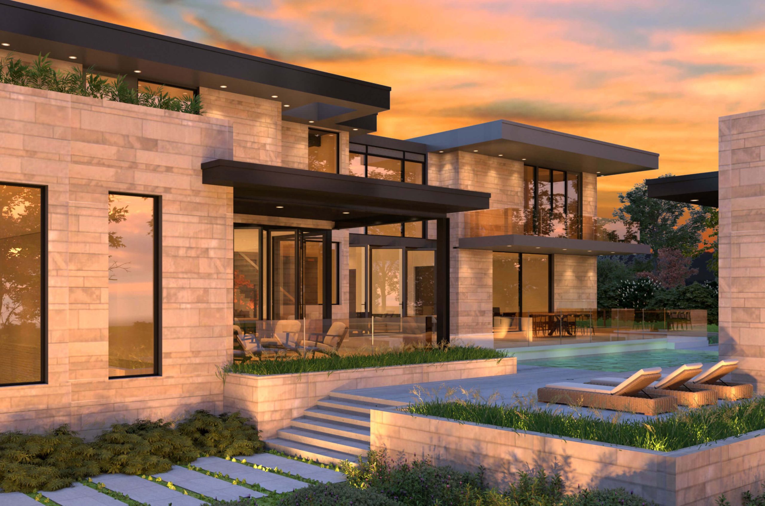 Contemporary Compound architectural rendering, view 7