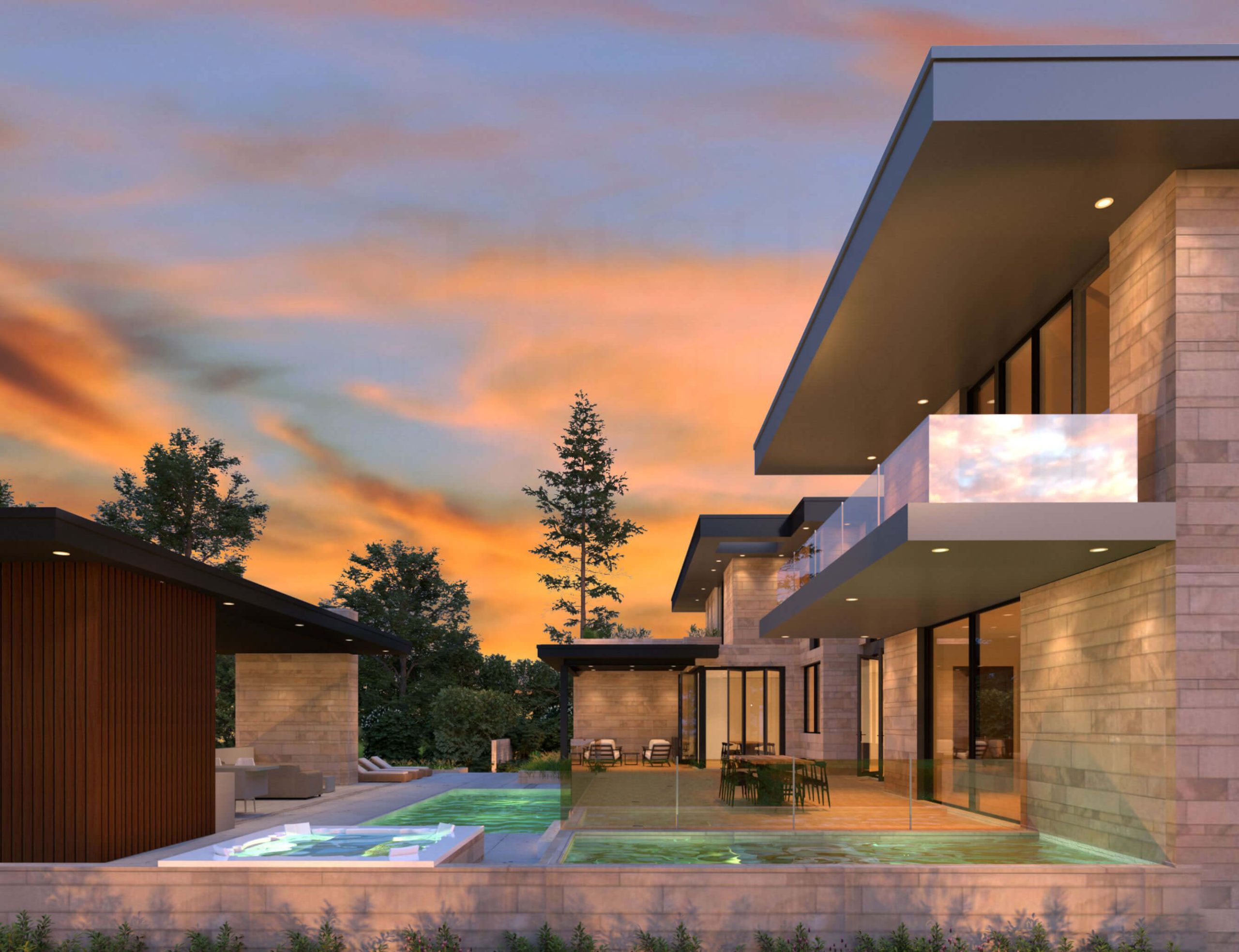 Contemporary Compound architectural rendering, view 8