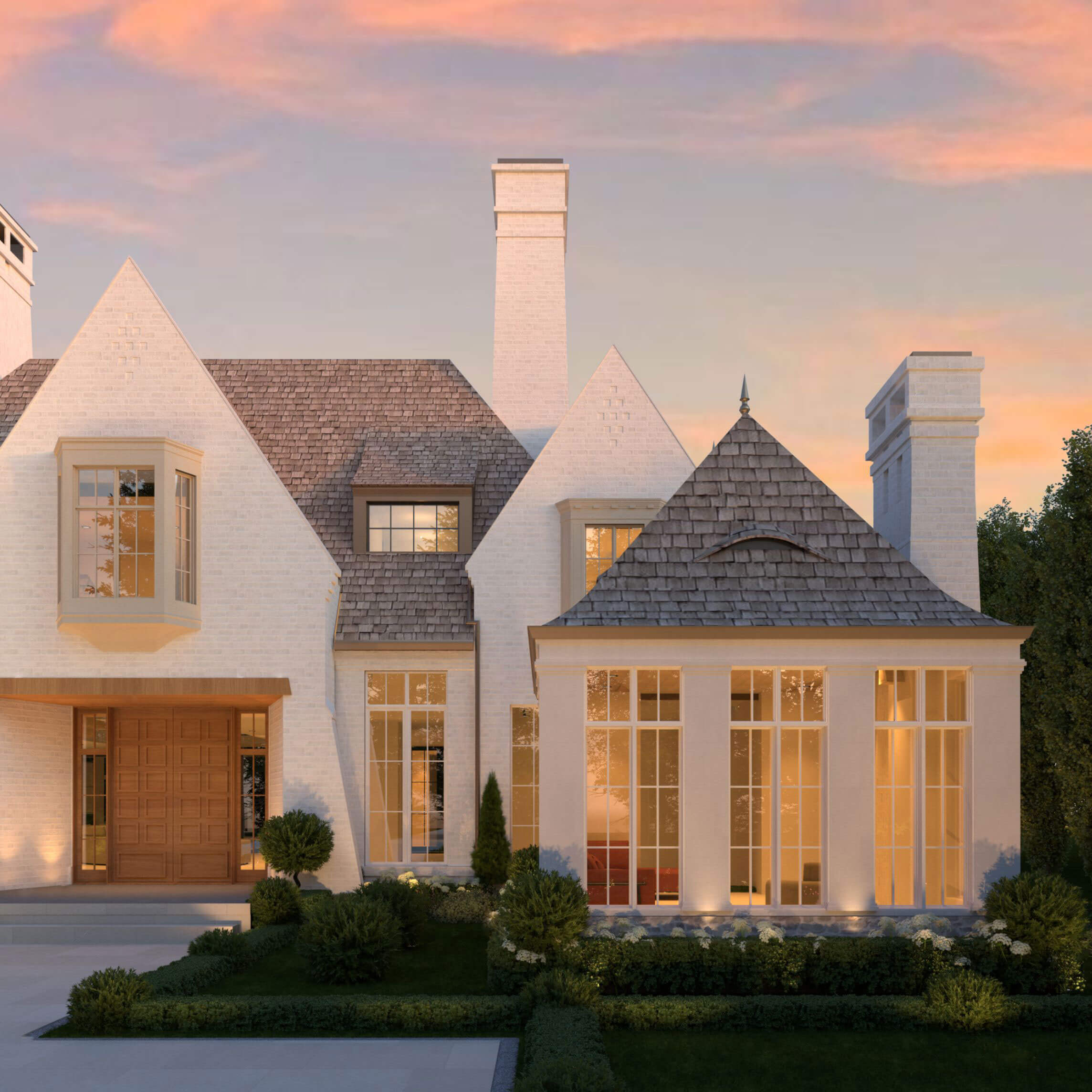The Traditional English Manor architectural rendering, view 1